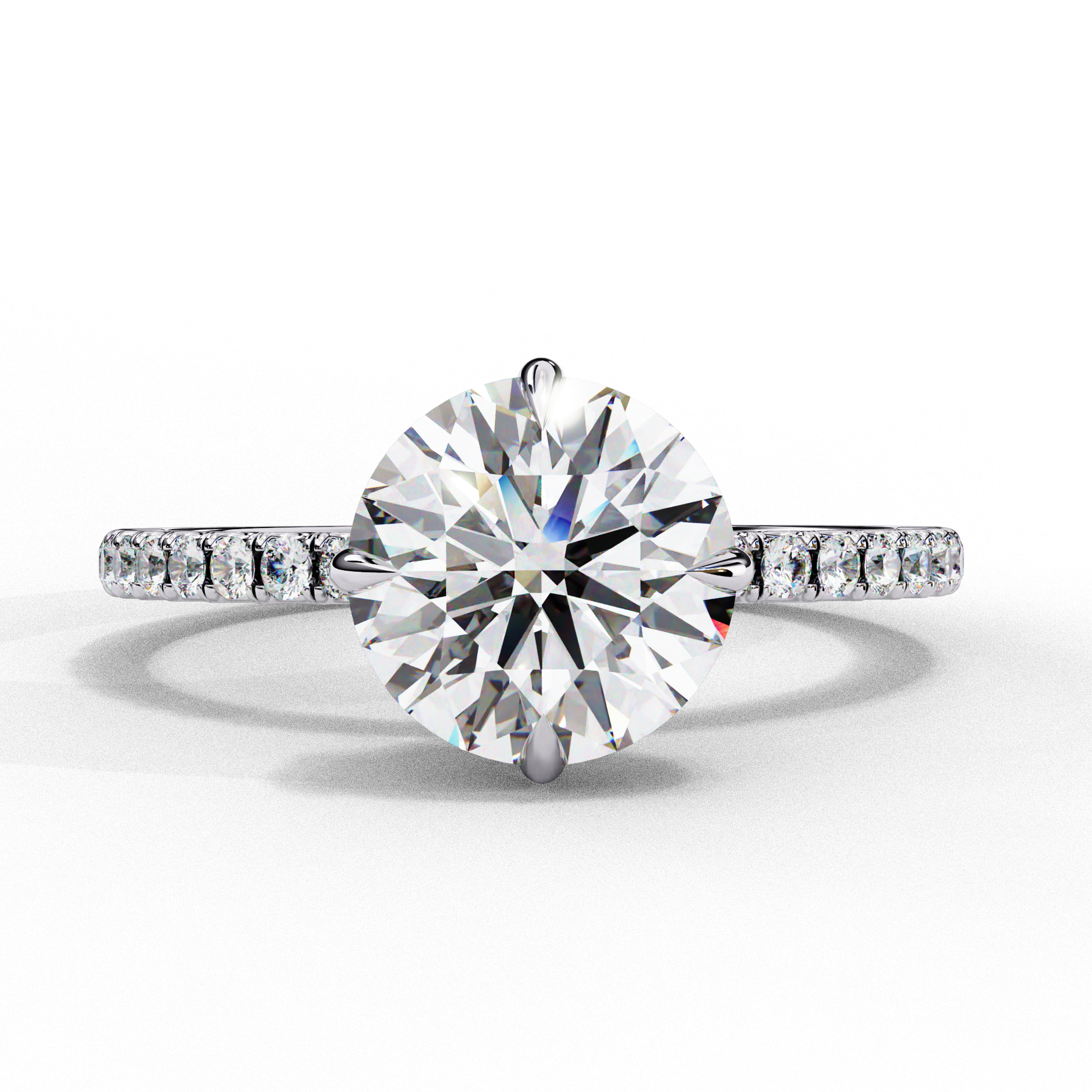 Timeless Elegance: Round Cut Lab-Grown Diamond Ring with Basket Halo and Diamond Band in Gold