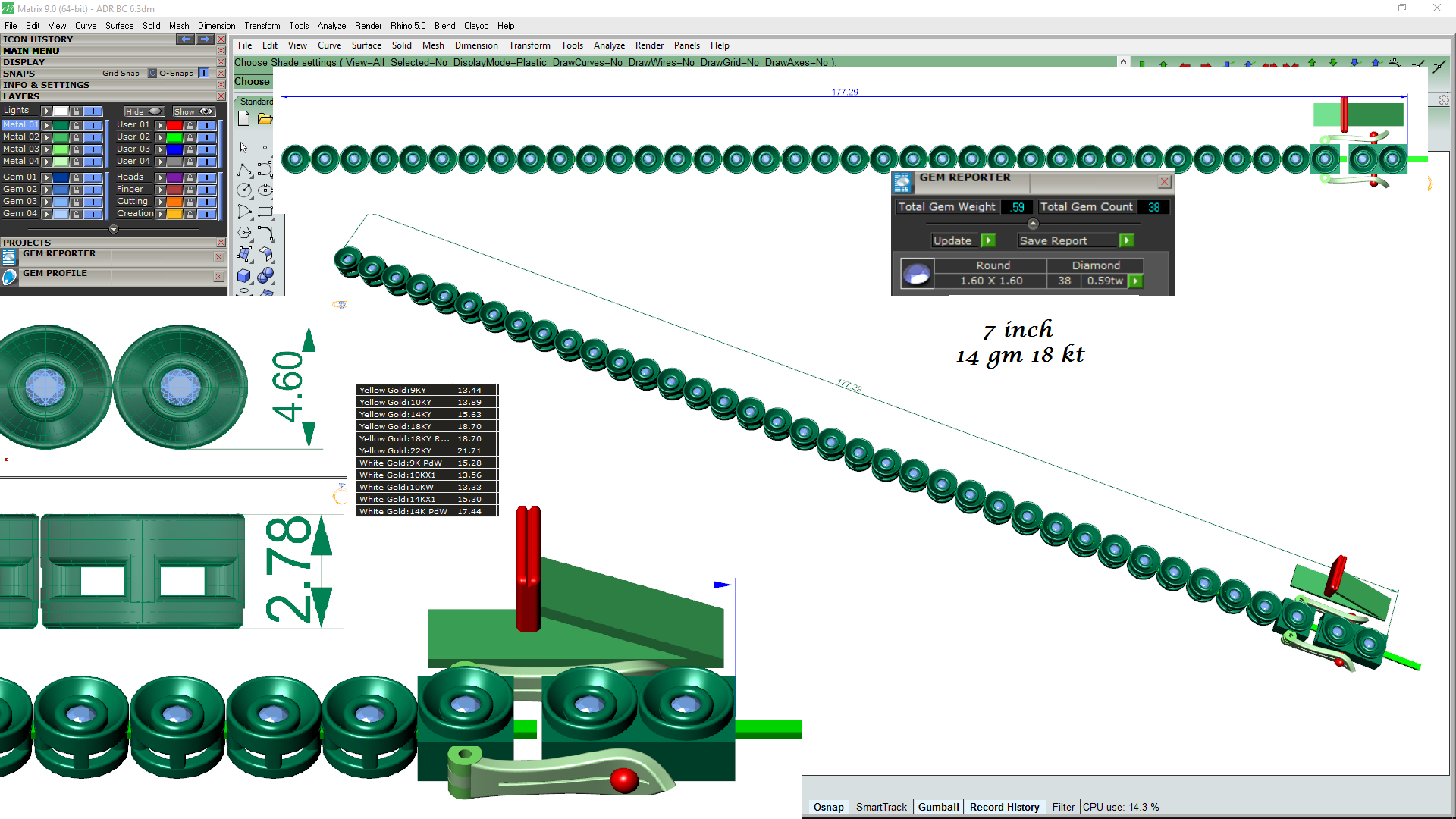 Premium Round Diamond Bracelet – Circular Design with Small Diamonds and Golden Accents