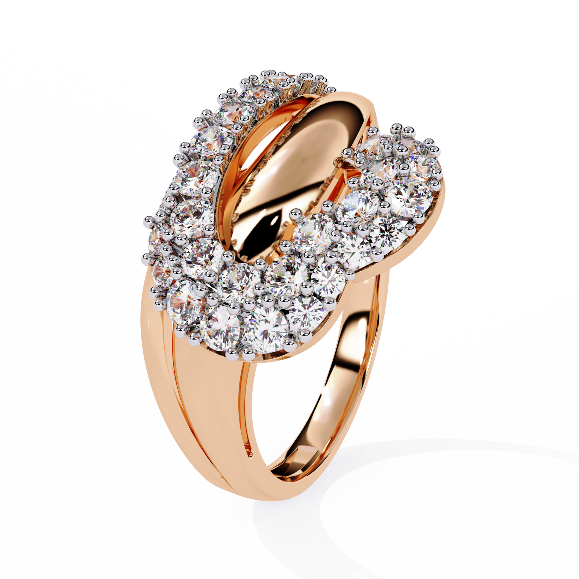 0.67 Ct gold ring with infinity heart design and round lab-grown diamonds