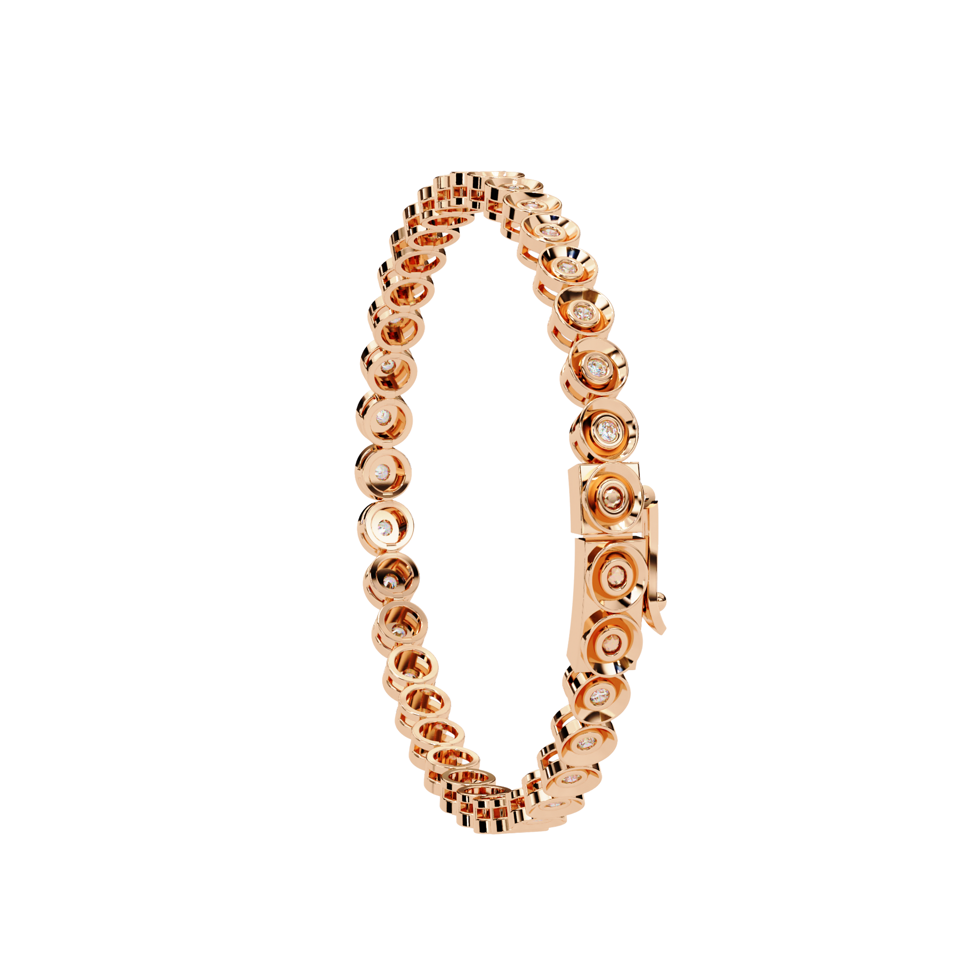 Premium Round Diamond Bracelet – Circular Design with Small Diamonds and Golden Accents