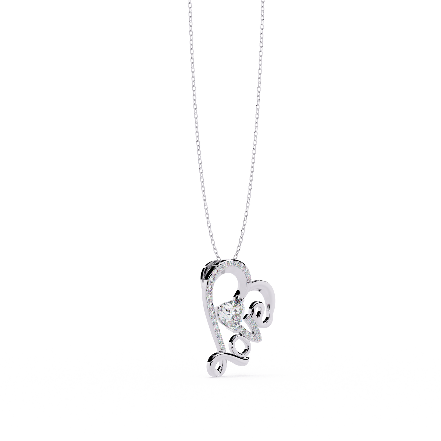 Round Diamond Pendant – Heart Radiant & Round Cut Diamonds in Gold