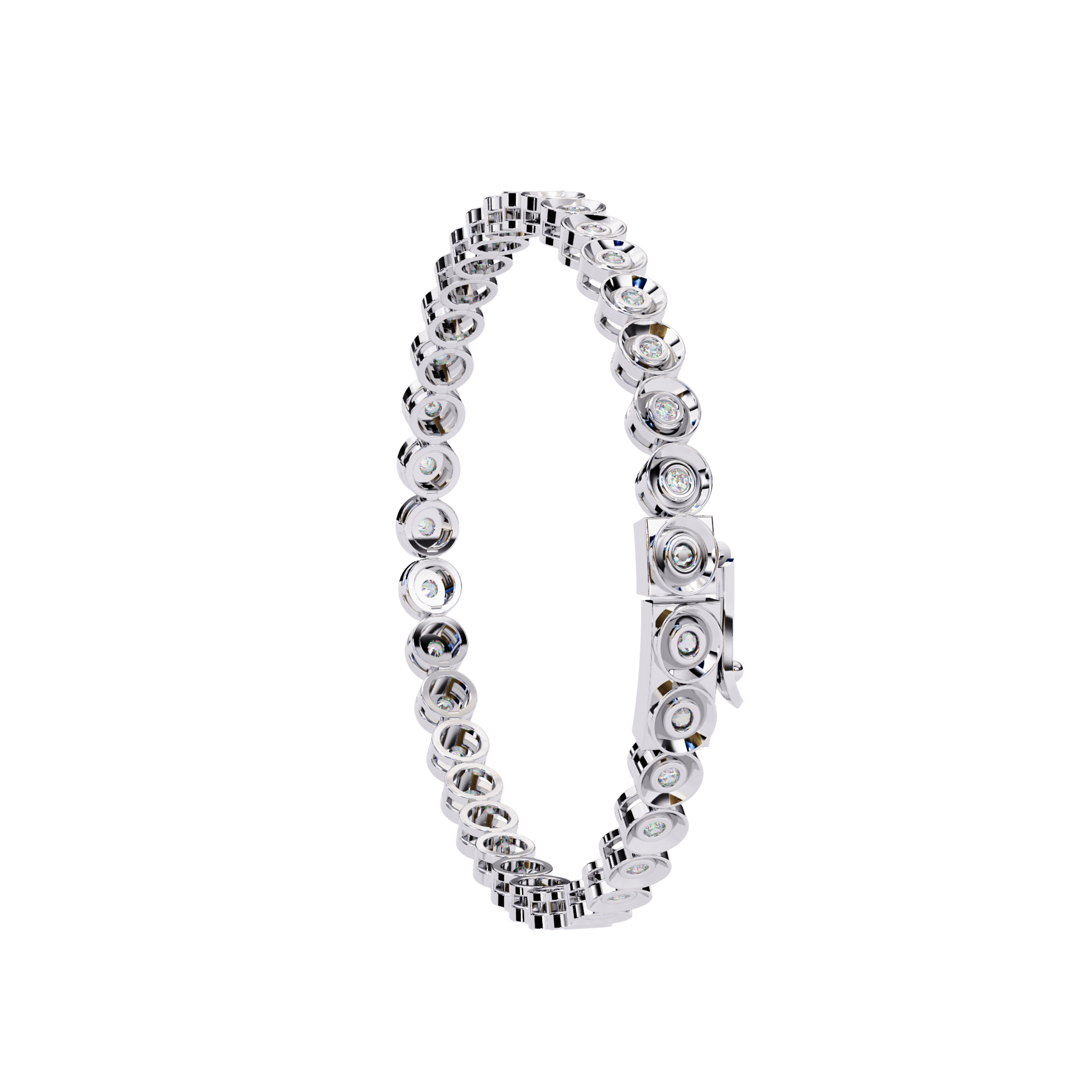 Premium Round Diamond Bracelet – Circular Design with Small Diamonds and Golden Accents