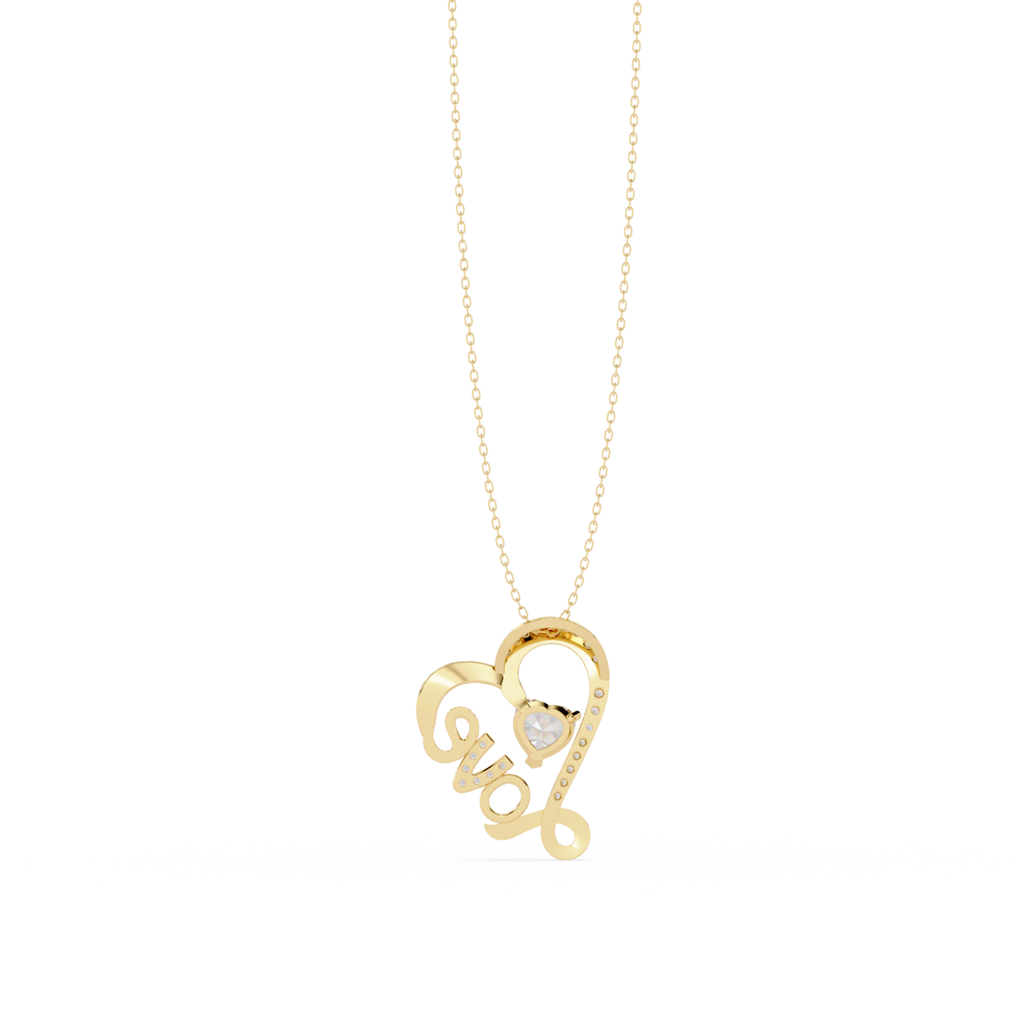 Round Diamond Pendant – Heart Radiant & Round Cut Diamonds in Gold