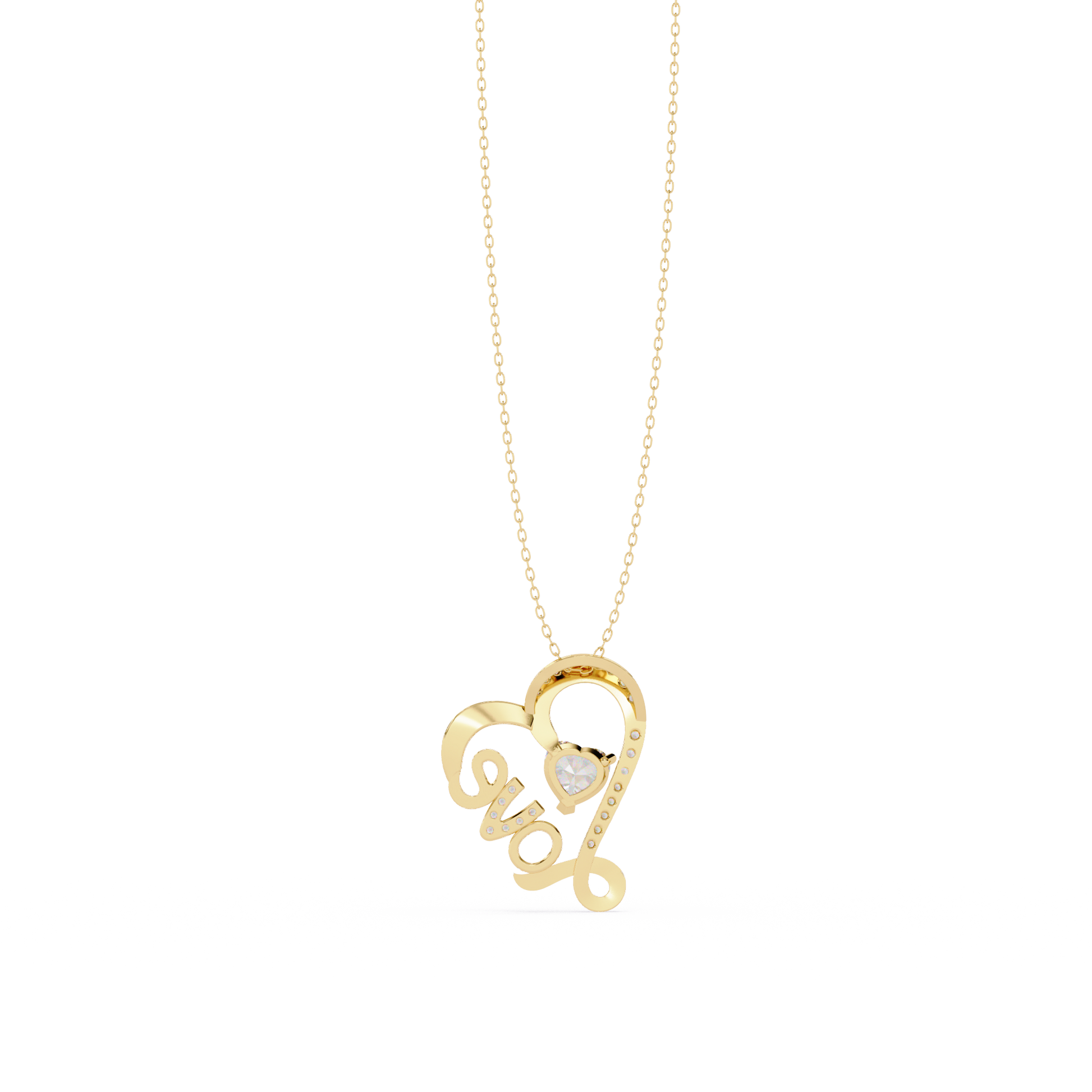 Round Diamond Pendant – Heart Radiant & Round Cut Diamonds in Gold