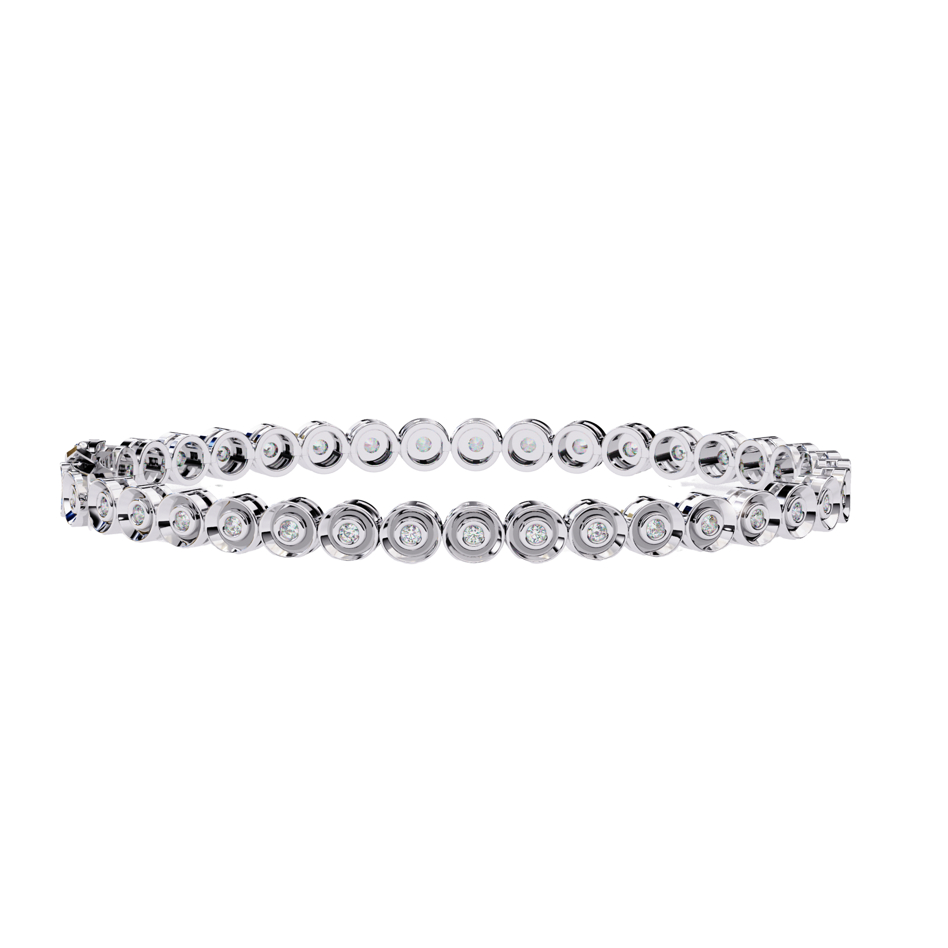 Premium Round Diamond Bracelet – Circular Design with Small Diamonds and Golden Accents