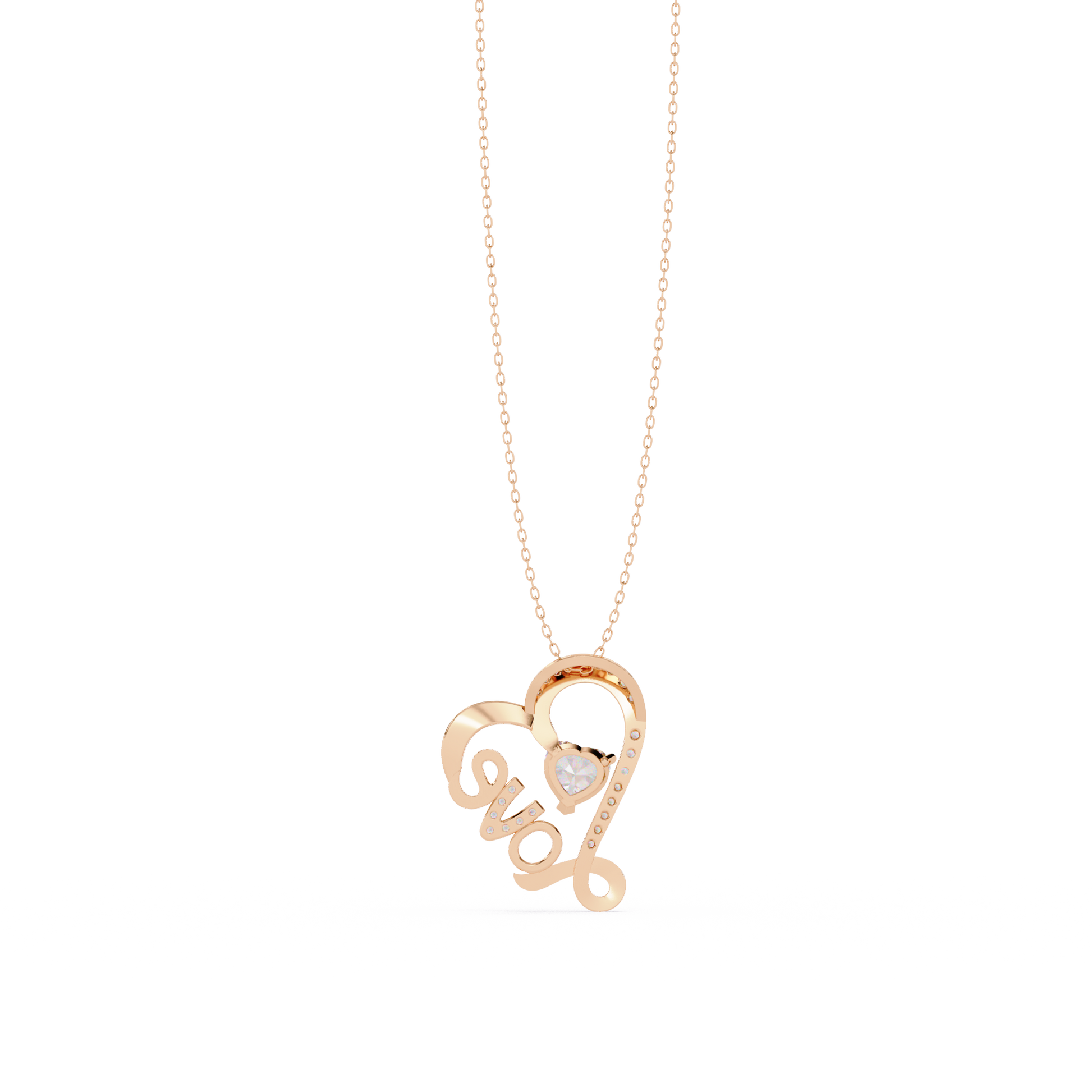 Round Diamond Pendant – Heart Radiant & Round Cut Diamonds in Gold