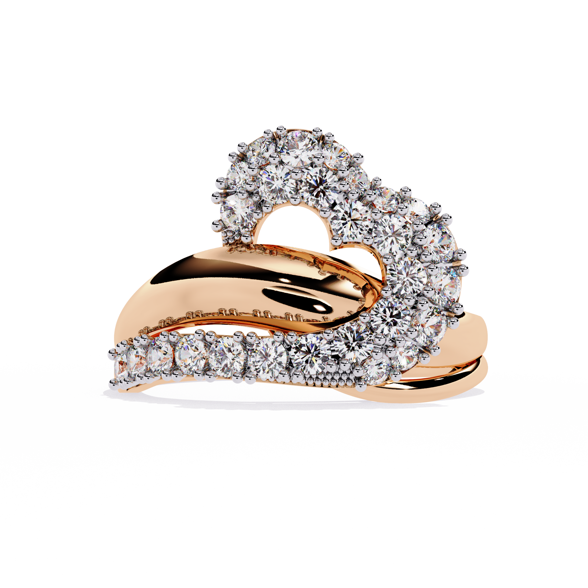 0.67 Ct gold ring with infinity heart design and round lab-grown diamonds