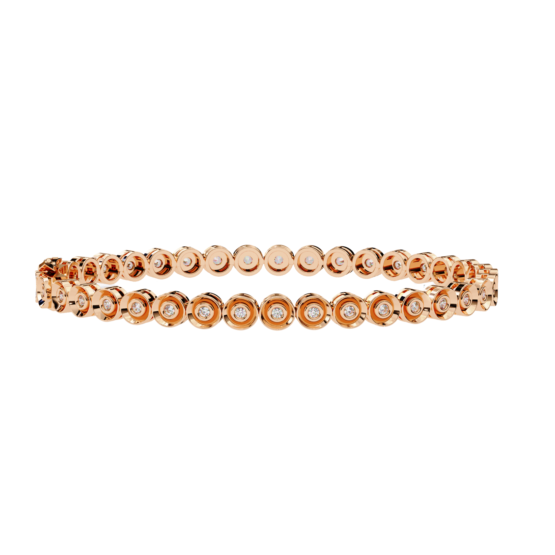 Premium Round Diamond Bracelet – Circular Design with Small Diamonds and Golden Accents
