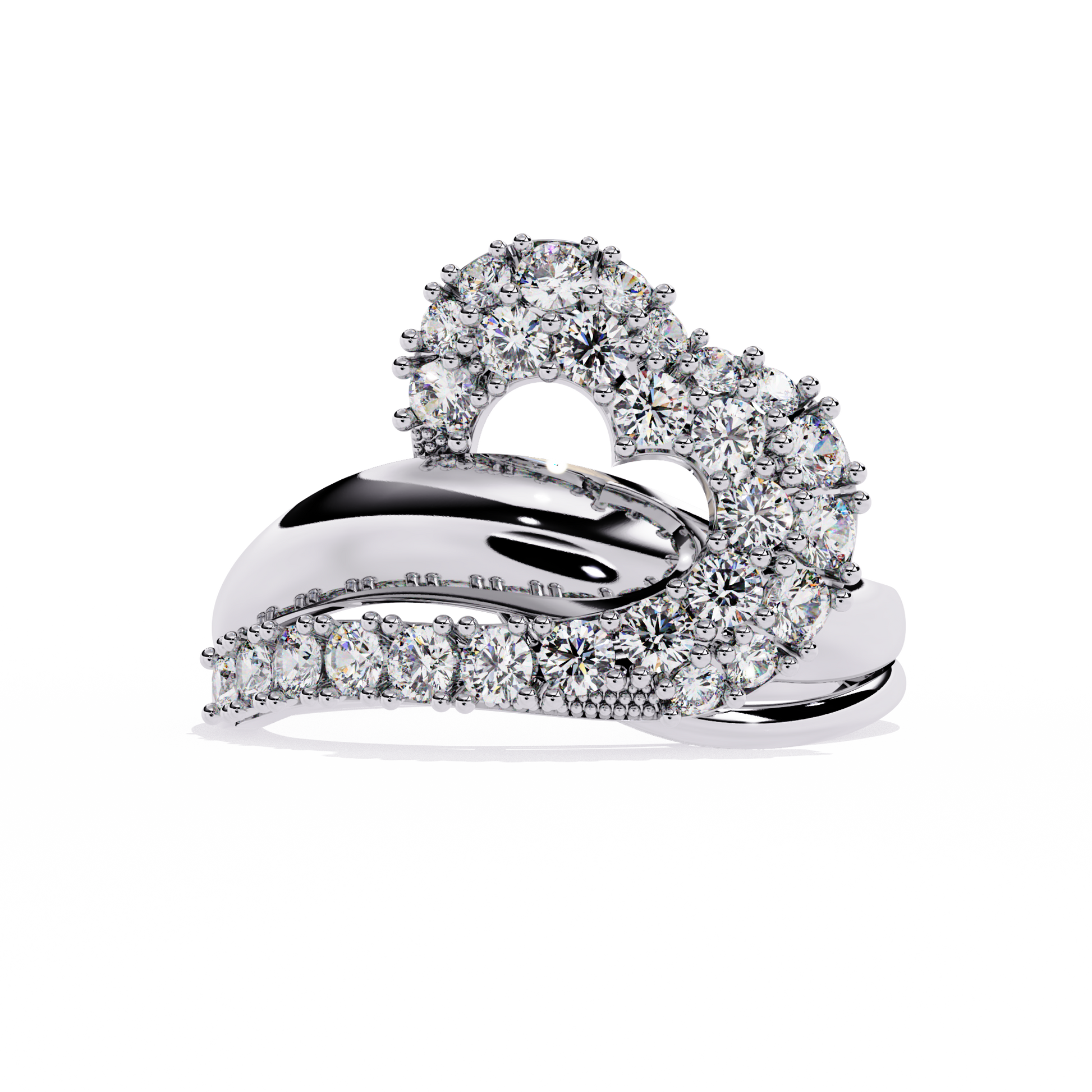 0.67 Ct gold ring with infinity heart design and round lab-grown diamonds