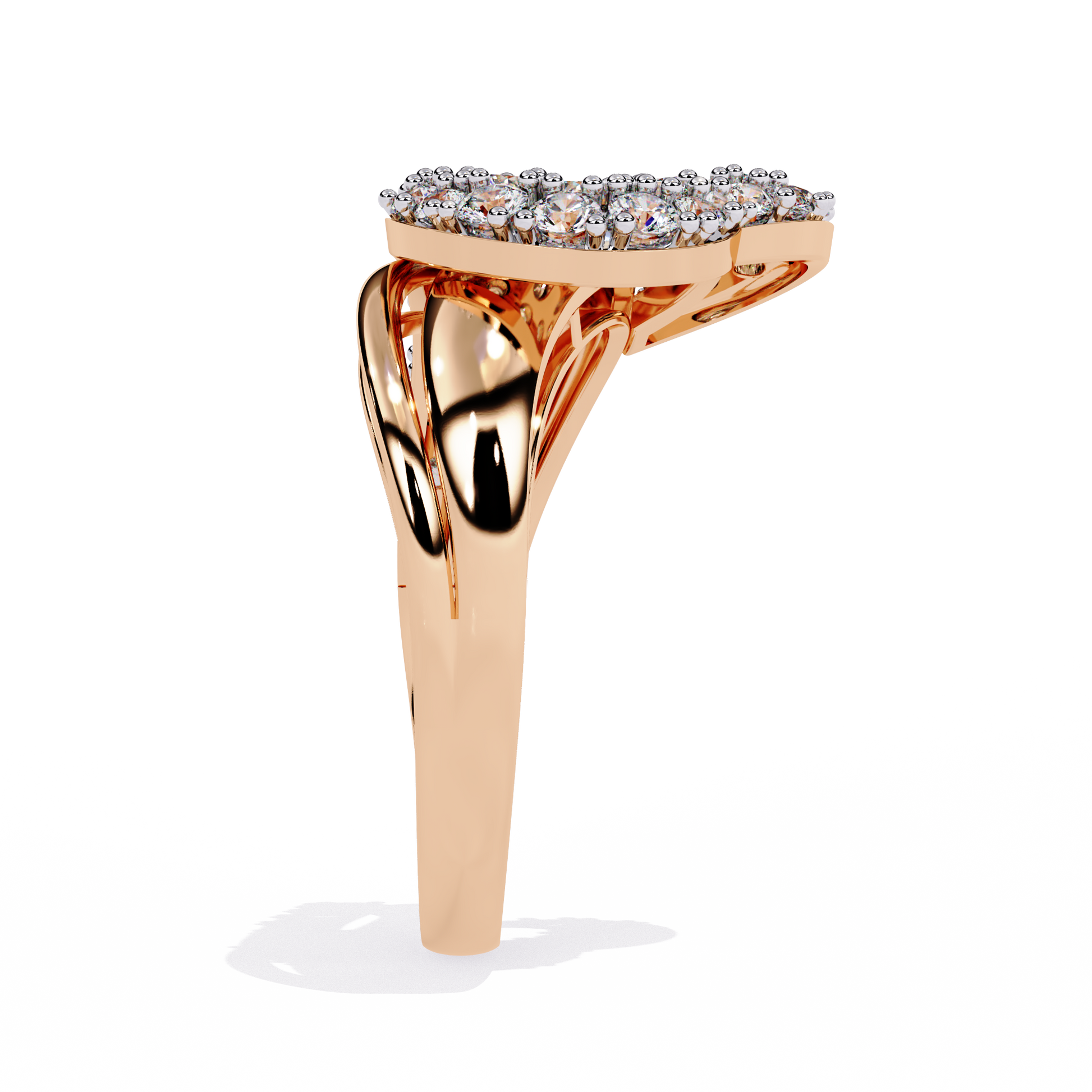 0.67 Ct gold ring with infinity heart design and round lab-grown diamonds