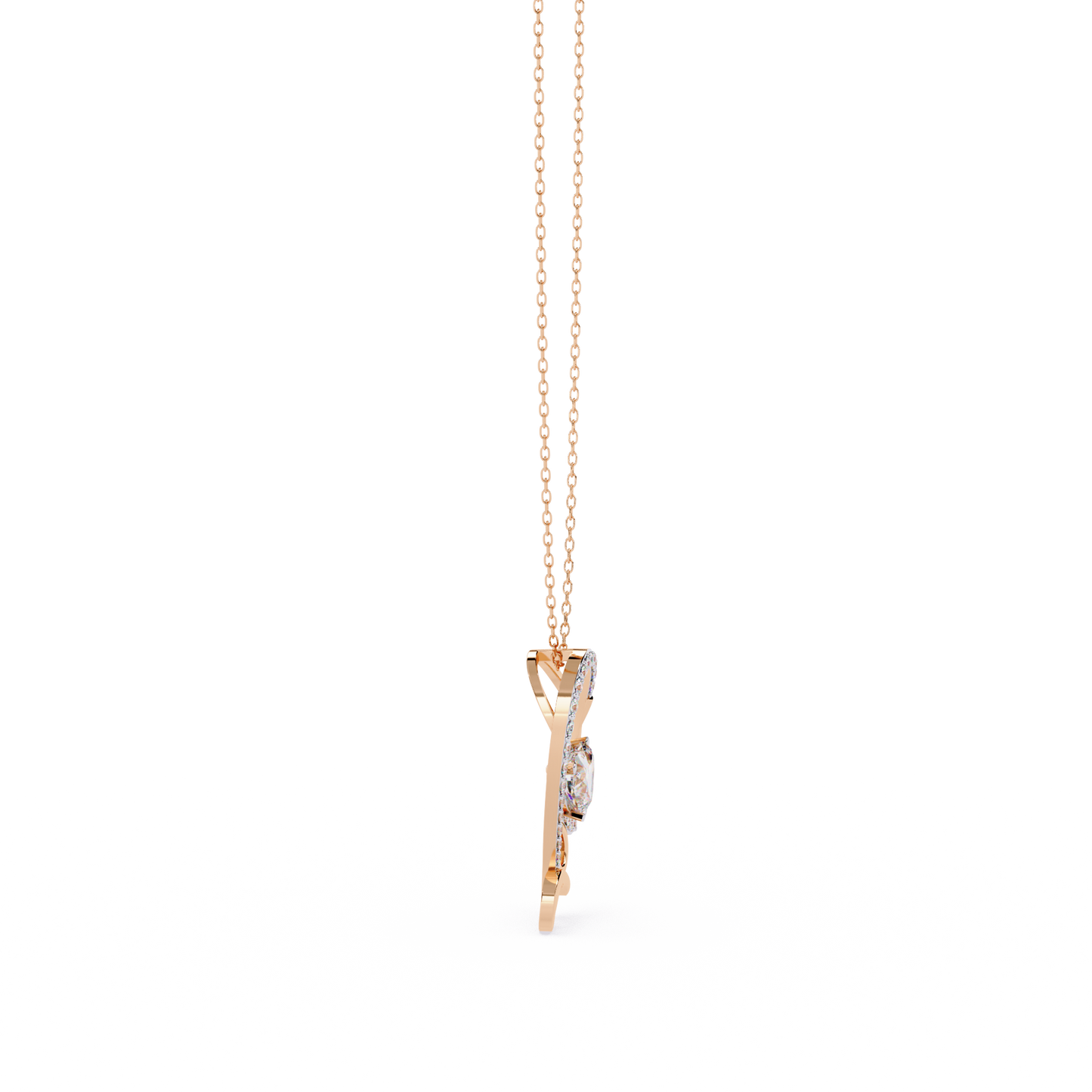 Round Diamond Pendant – Heart Radiant & Round Cut Diamonds in Gold