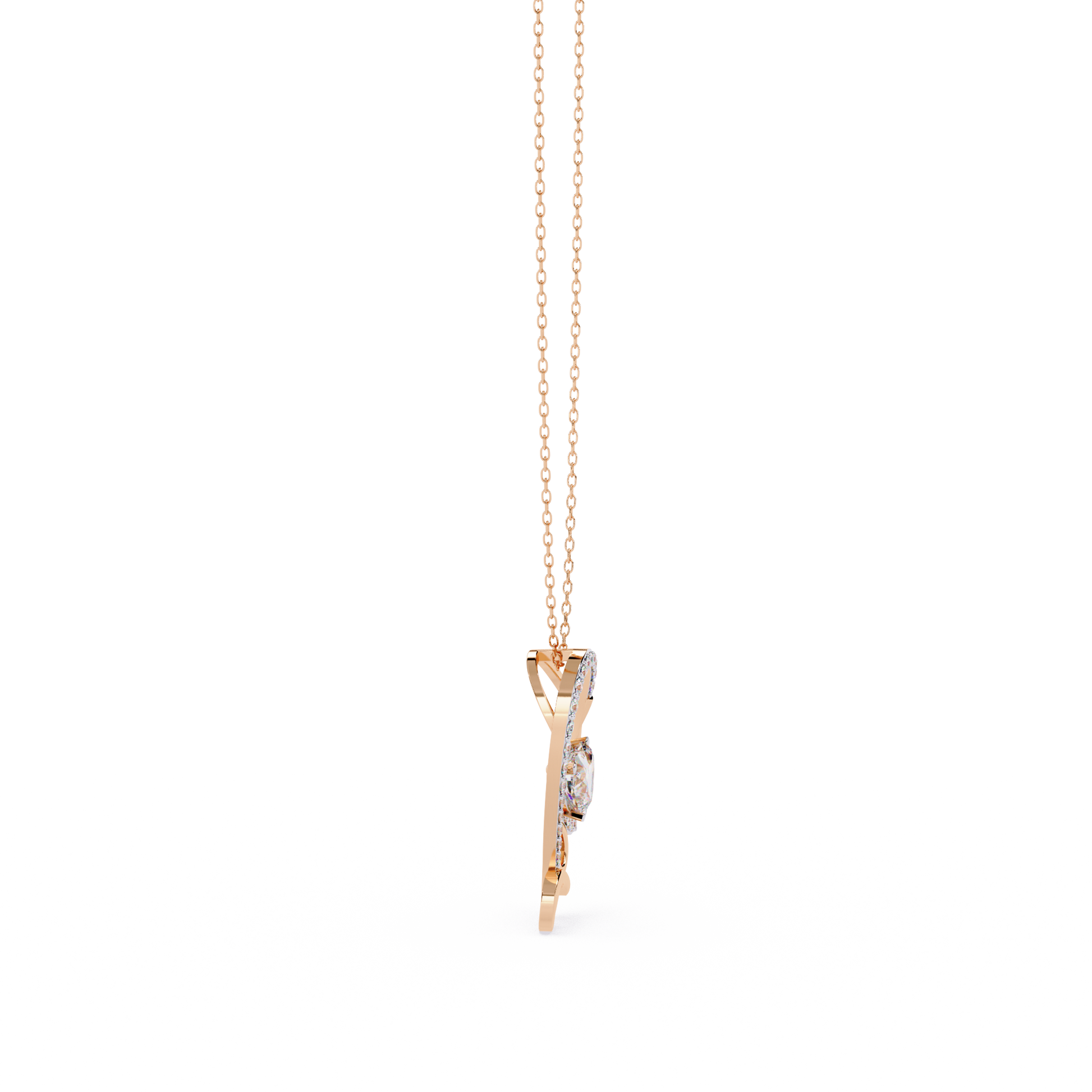 Round Diamond Pendant – Heart Radiant & Round Cut Diamonds in Gold