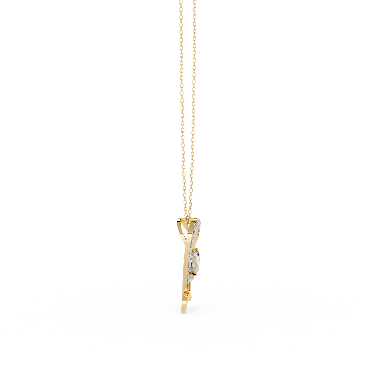 Round Diamond Pendant – Heart Radiant & Round Cut Diamonds in Gold