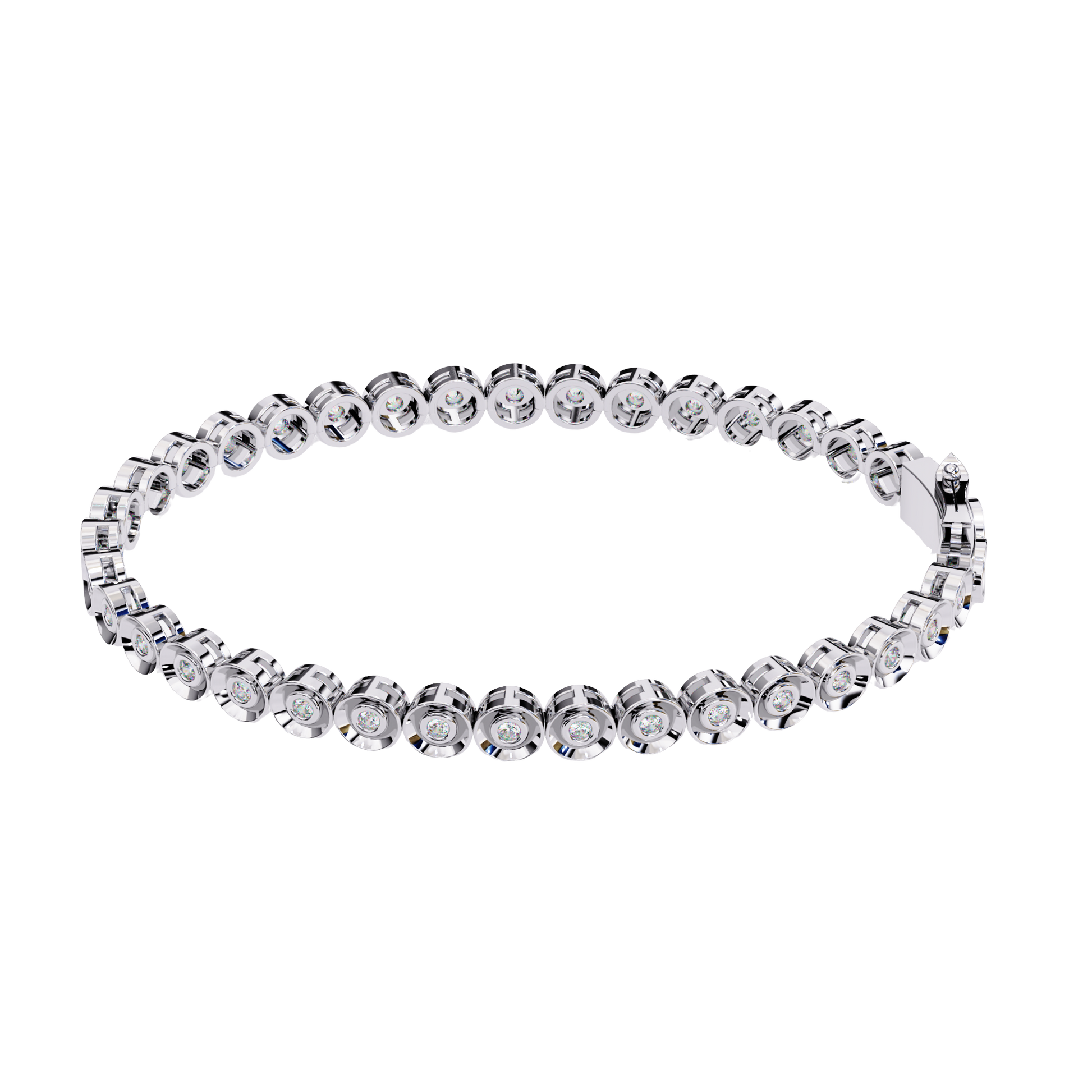 Premium Round Diamond Bracelet – Circular Design with Small Diamonds and Golden Accents