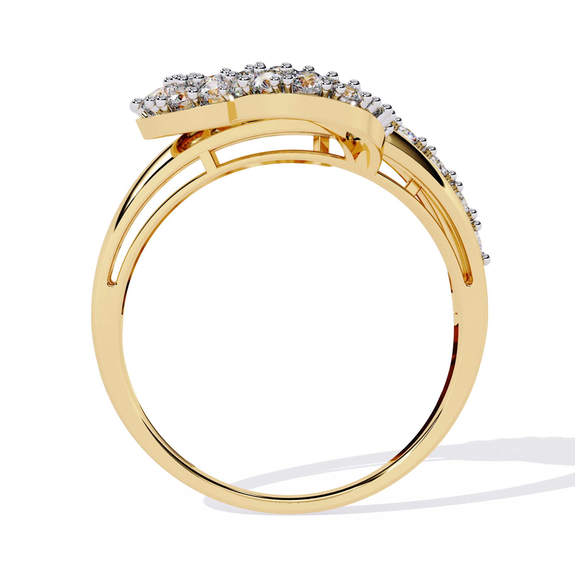 0.67 Ct gold ring with infinity heart design and round lab-grown diamonds