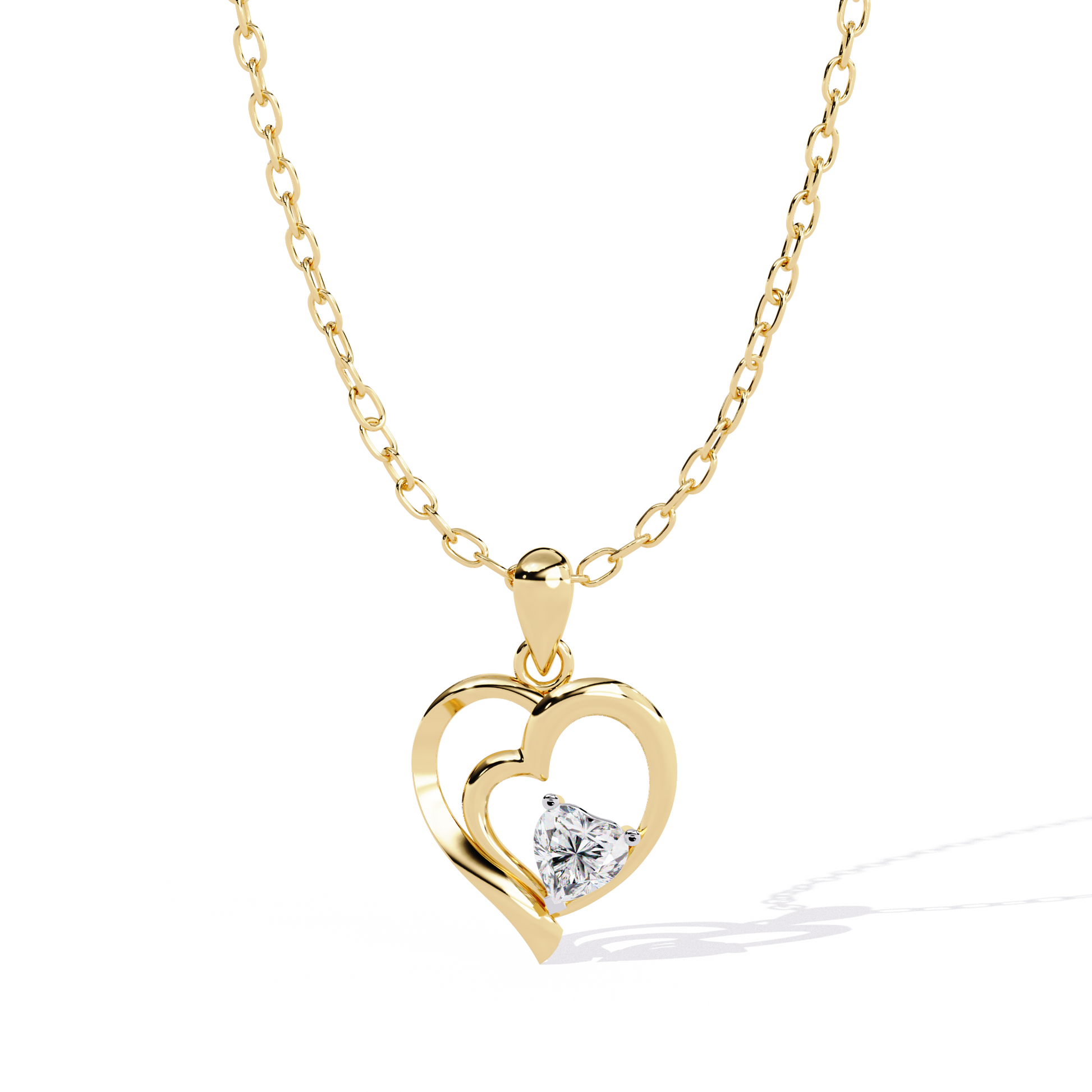 Diamond Pendant – Heart Radiant Cut Diamond in Gold