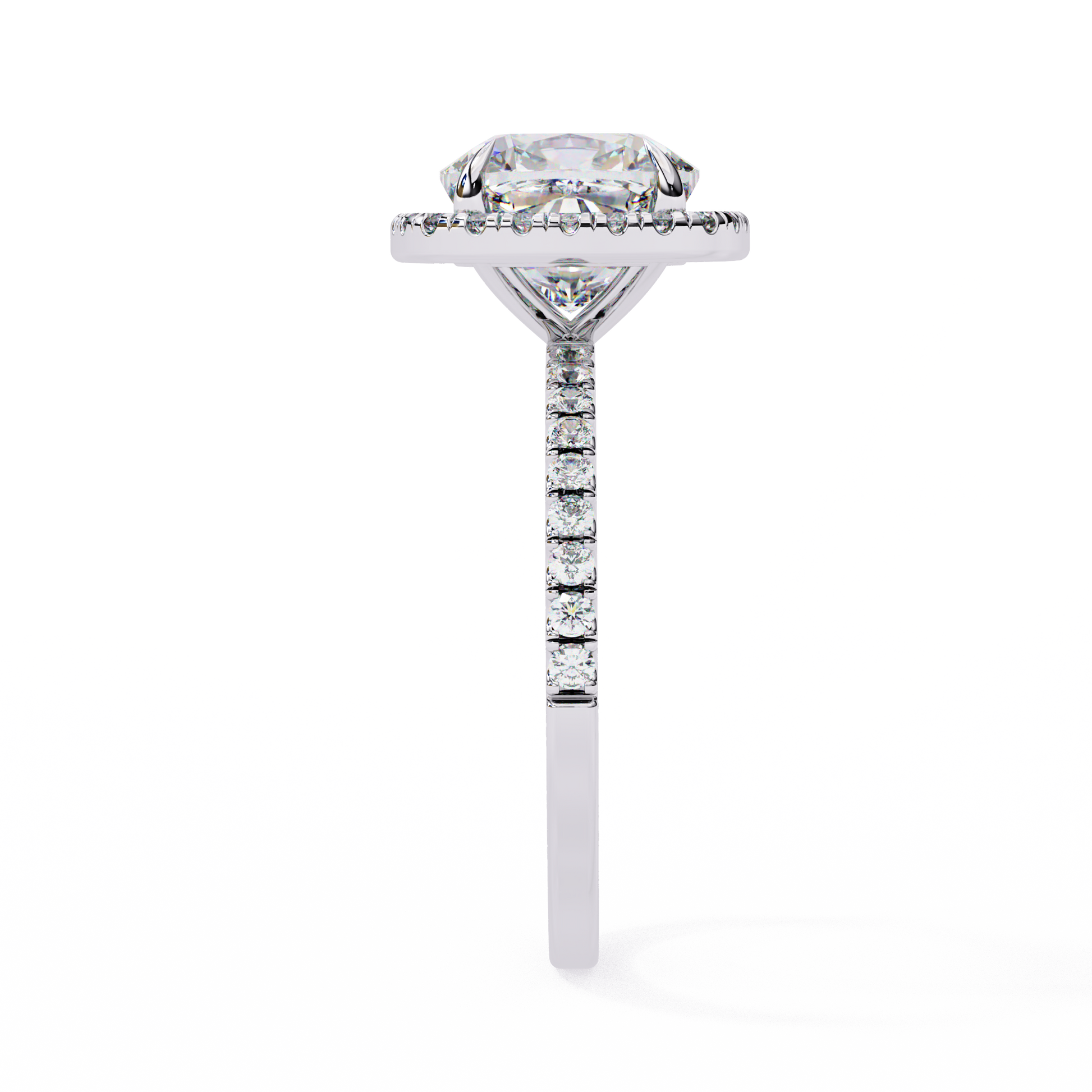 Exquisite Cushion Cut Diamond Ring – Center with Top Halo and Diamond Band in Gold