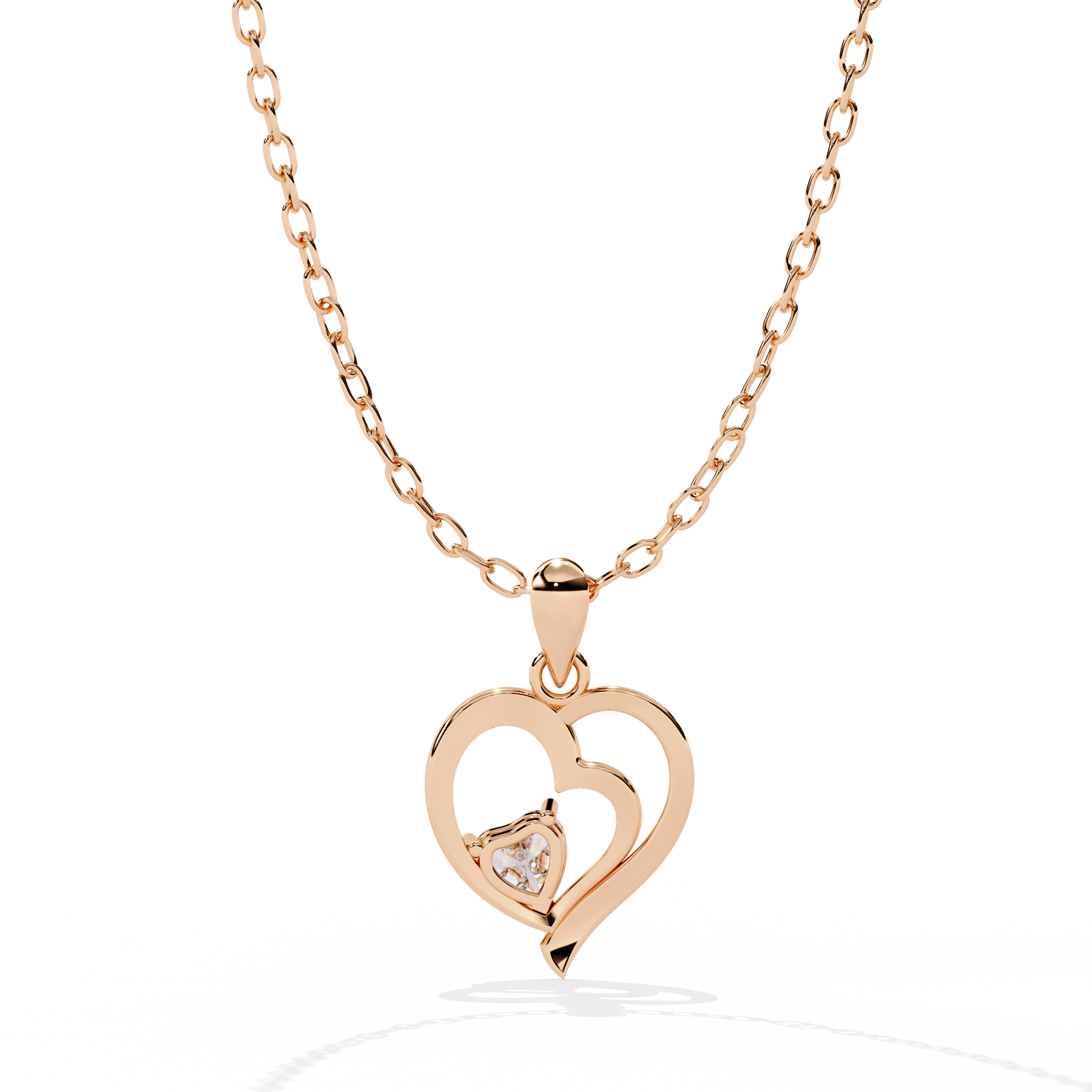 Diamond Pendant – Heart Radiant Cut Diamond in Gold