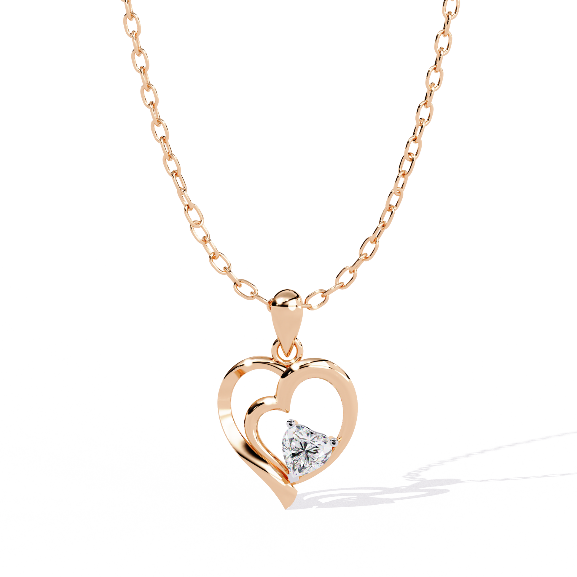 Diamond Pendant – Heart Radiant Cut Diamond in Gold
