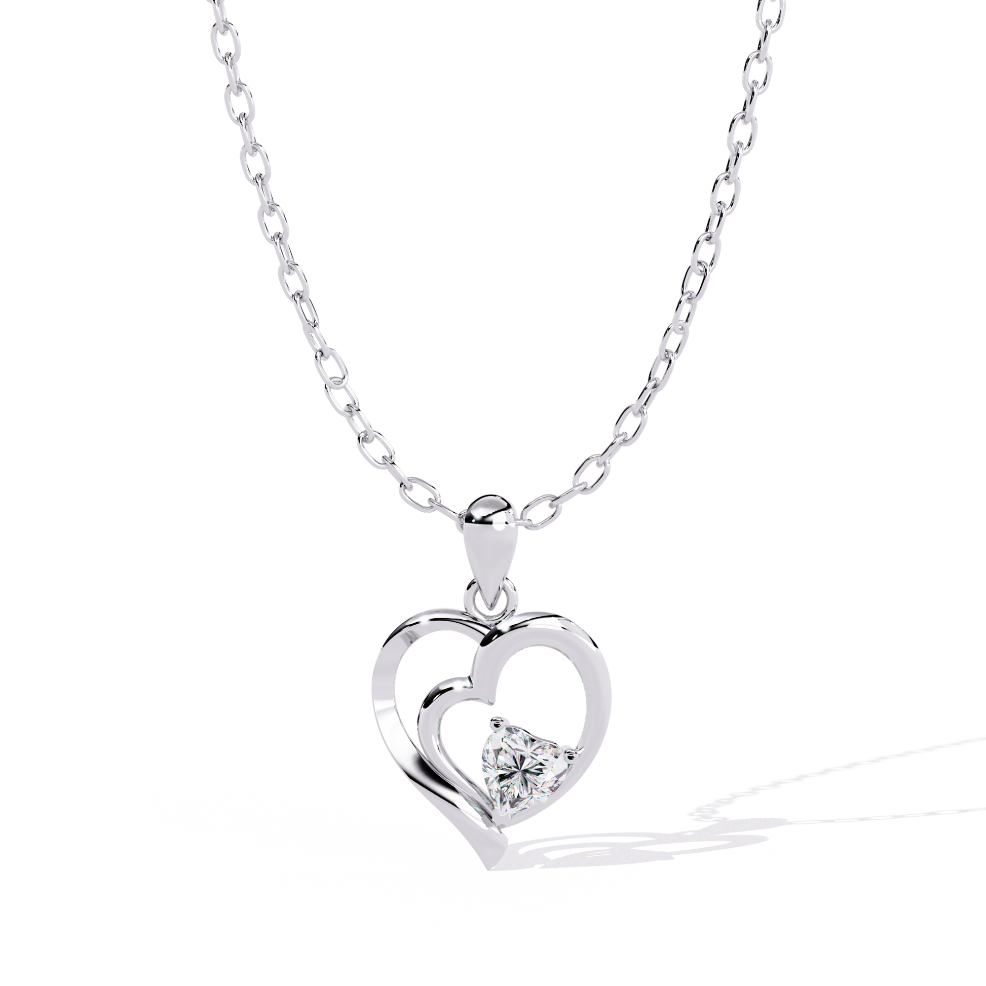 Diamond Pendant – Heart Radiant Cut Diamond in Gold