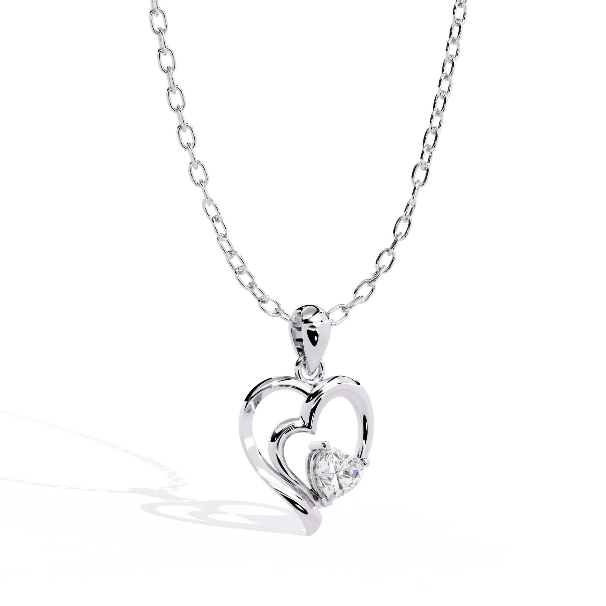 Diamond Pendant – Heart Radiant Cut Diamond in Gold