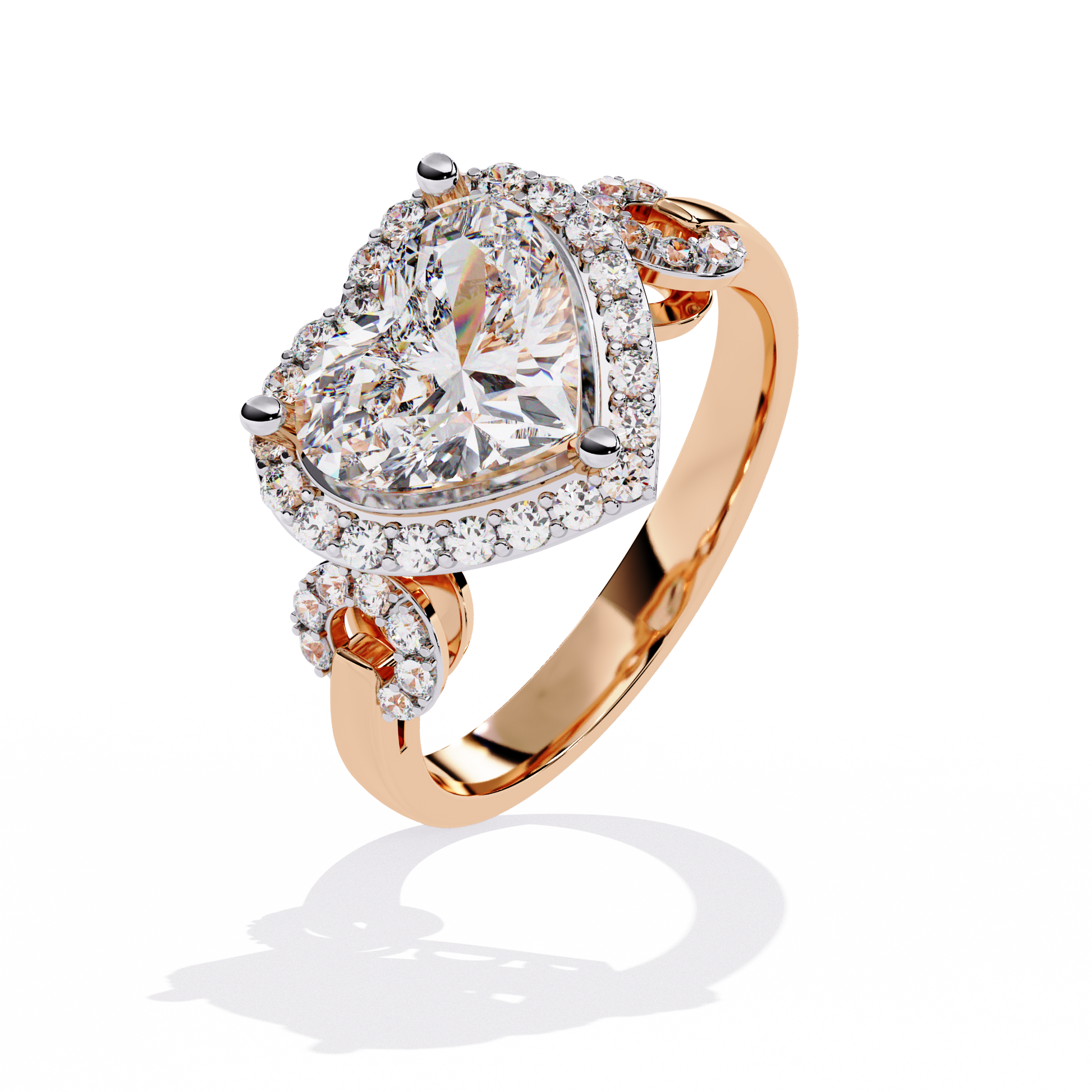 1.61+0.27 Ct lab-grown diamond ring with heart