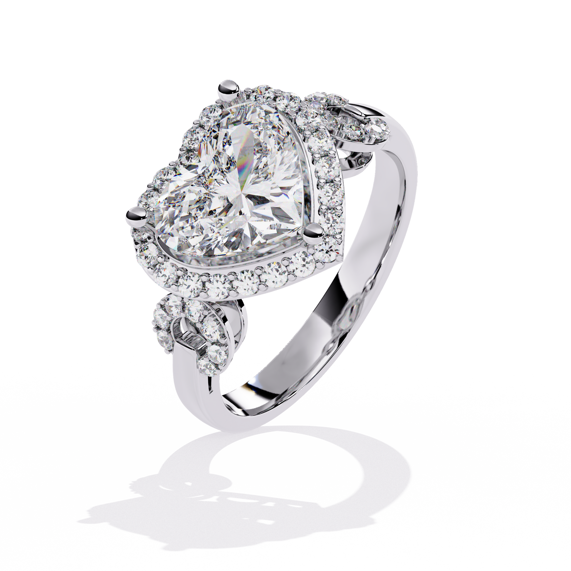 1.61+0.27 Ct lab-grown diamond ring with heart