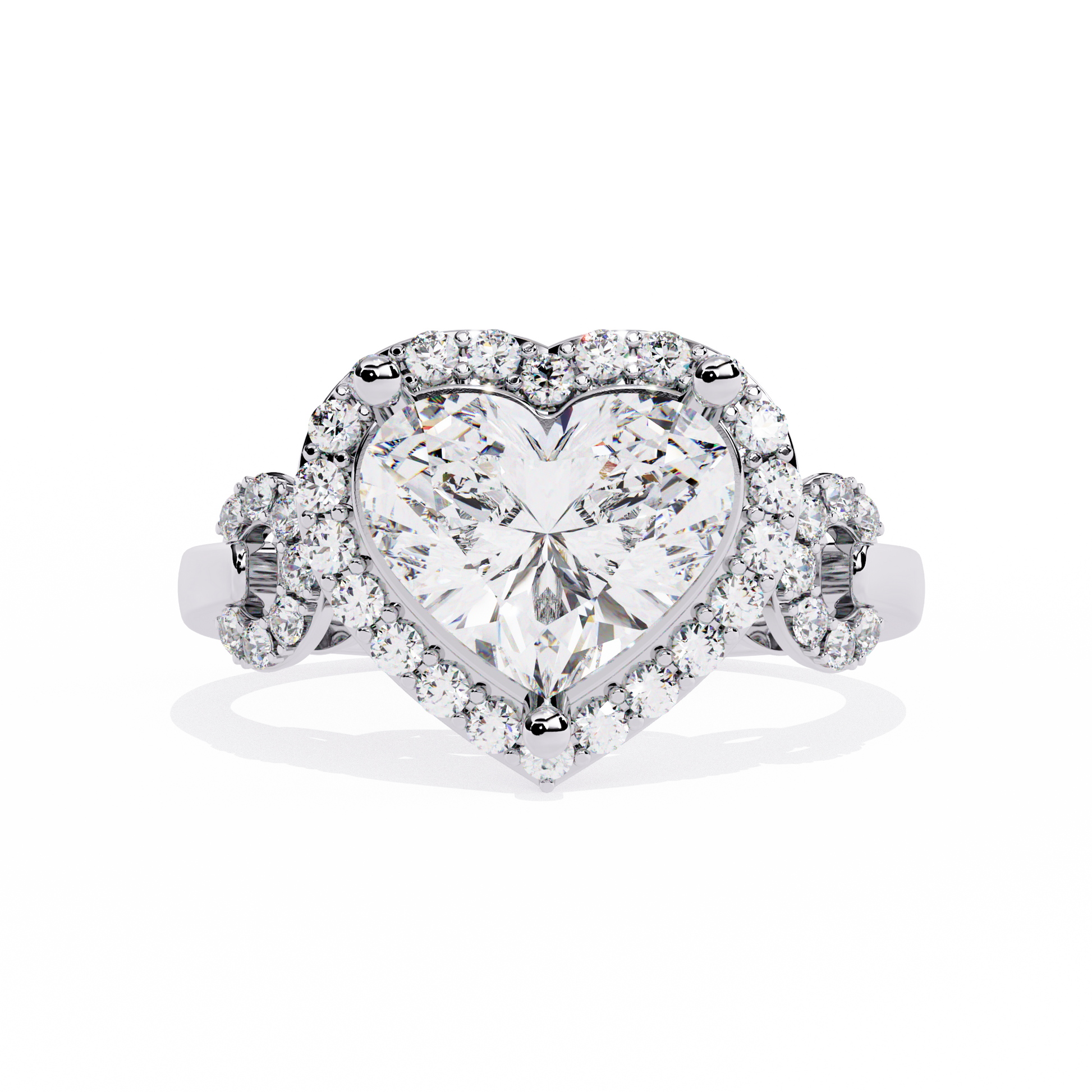 1.61+0.27 Ct lab-grown diamond ring with heart