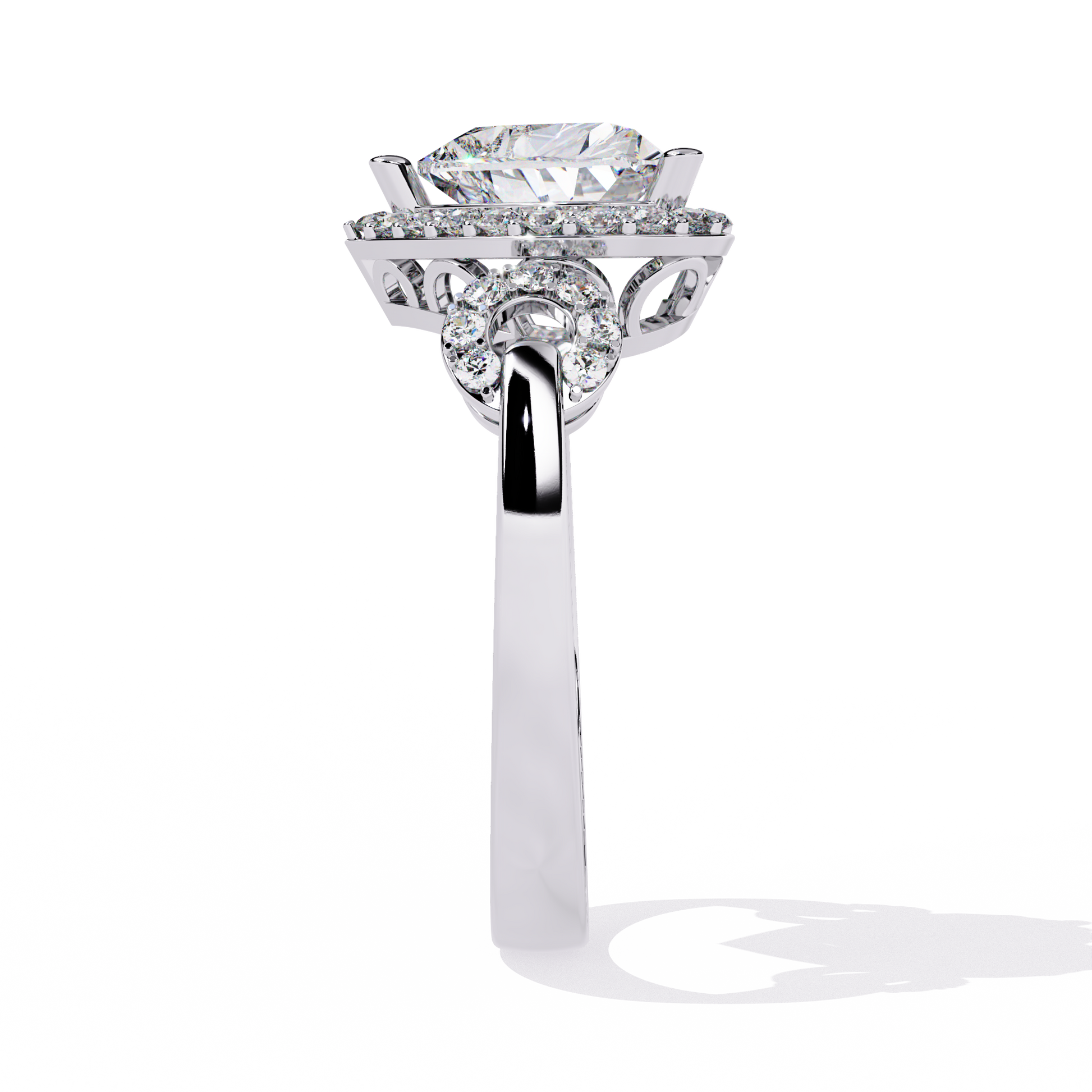 1.61+0.27 Ct lab-grown diamond ring with heart