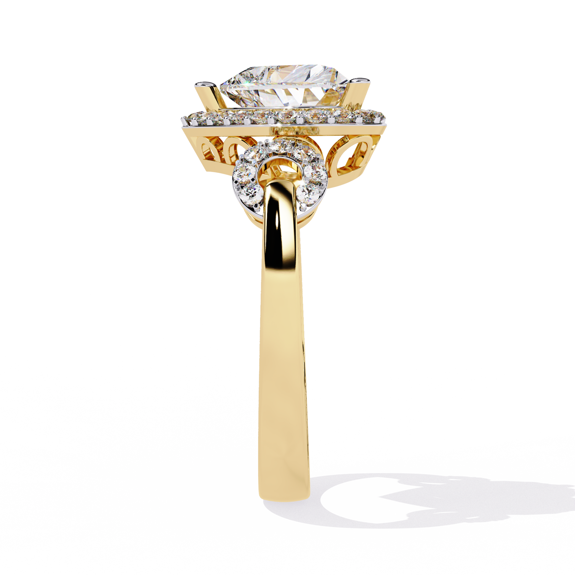 1.61+0.27 Ct lab-grown diamond ring with heart