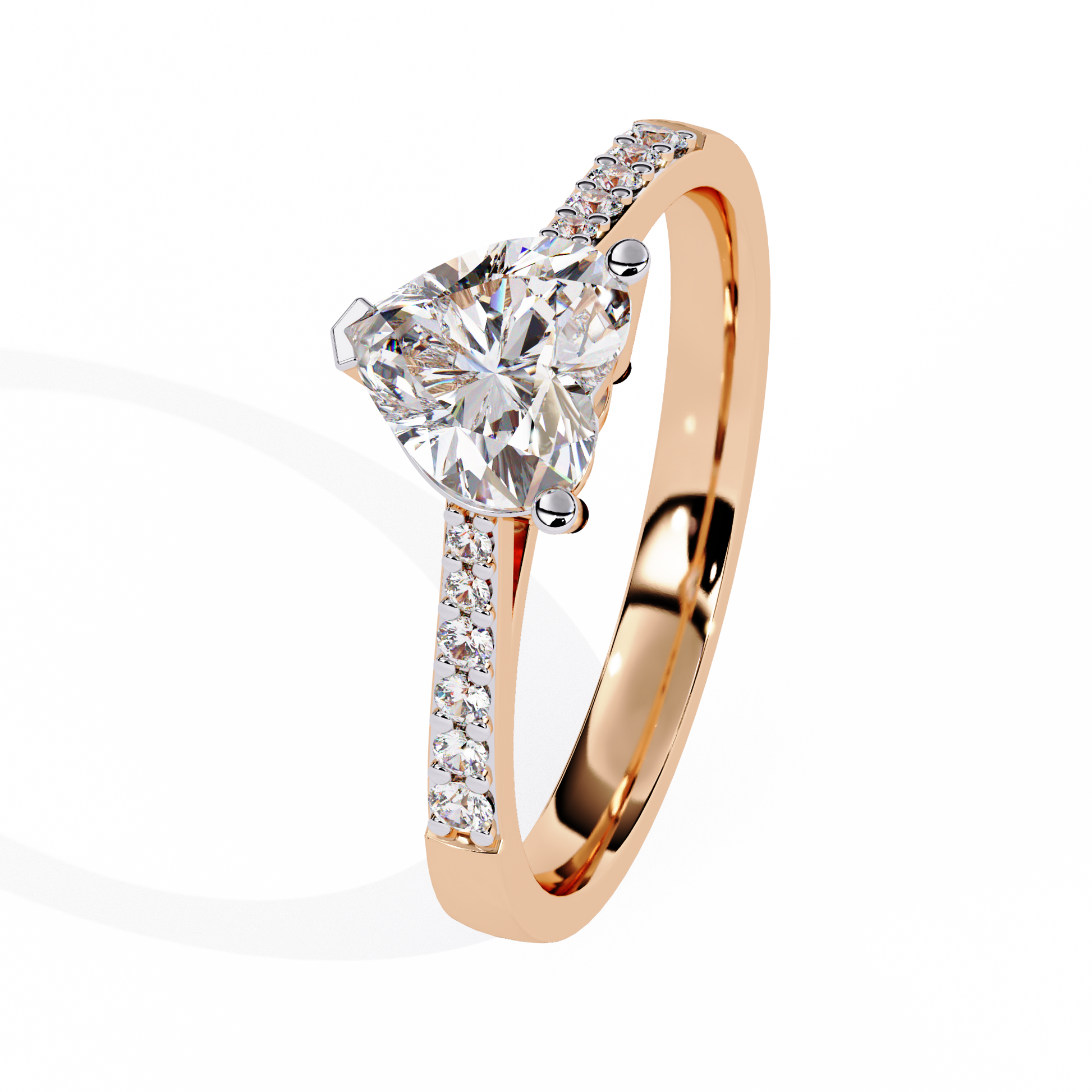 0.59+0.08 Ct heart and round diamond ring for women – lab-created elegance