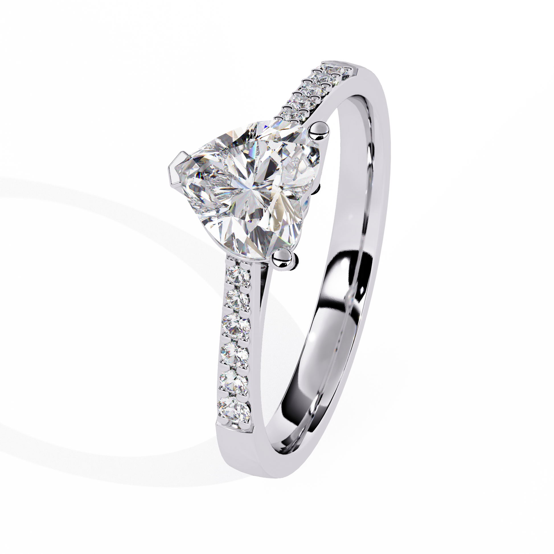0.59+0.08 Ct heart and round diamond ring for women – lab-created elegance
