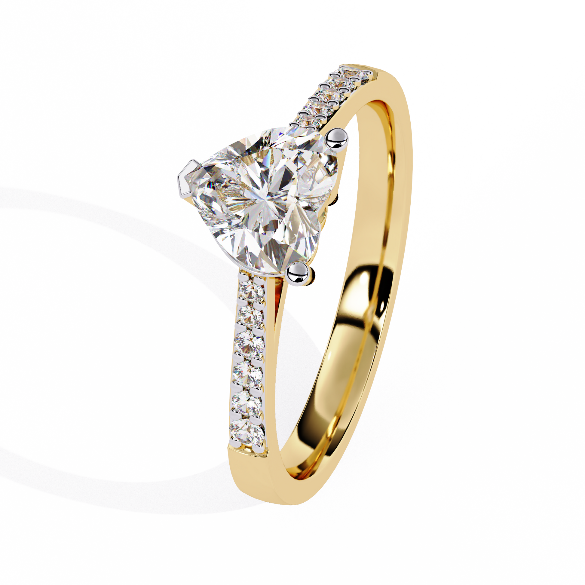 0.59+0.08 Ct heart and round diamond ring for women – lab-created elegance