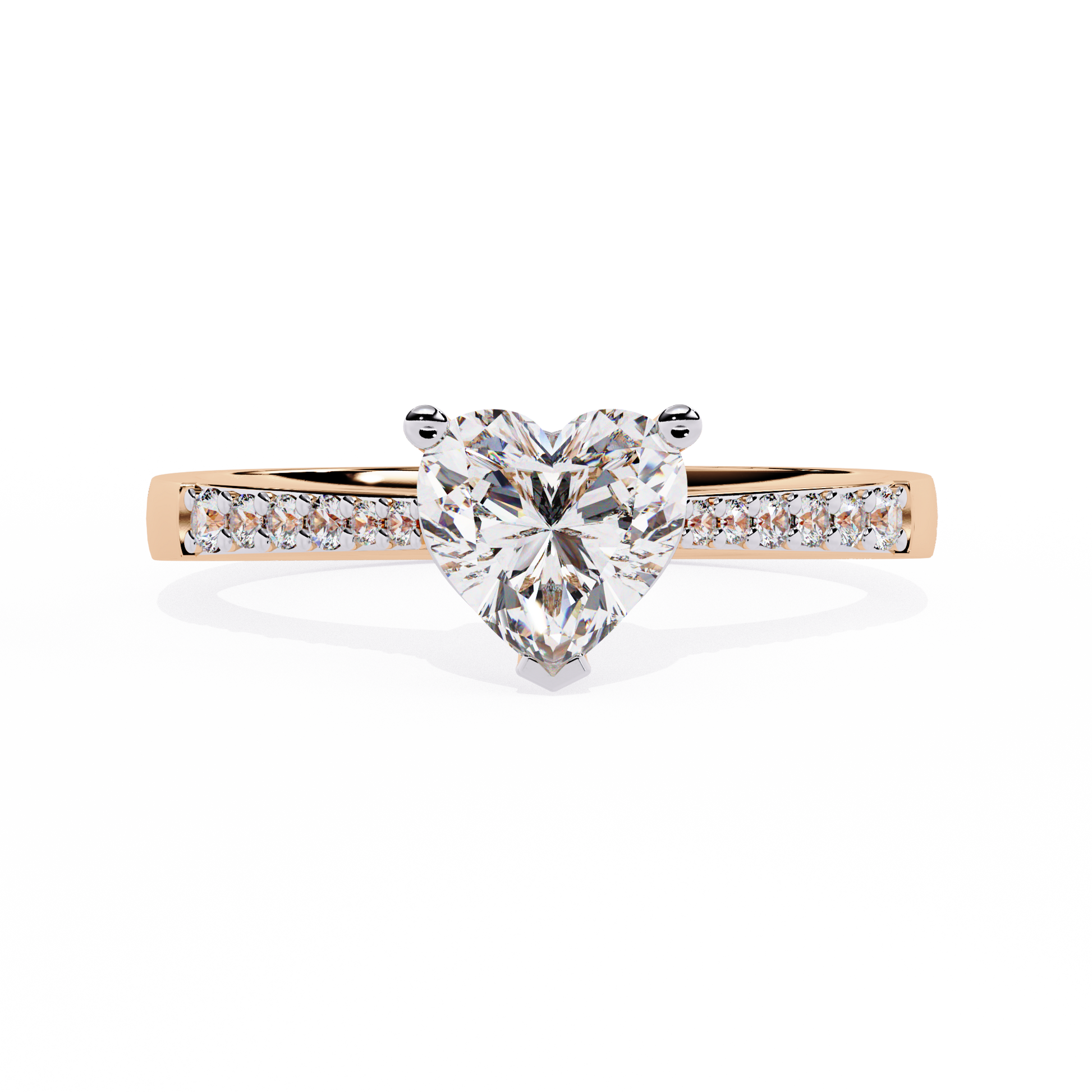 0.59+0.08 Ct heart and round diamond ring for women – lab-created elegance