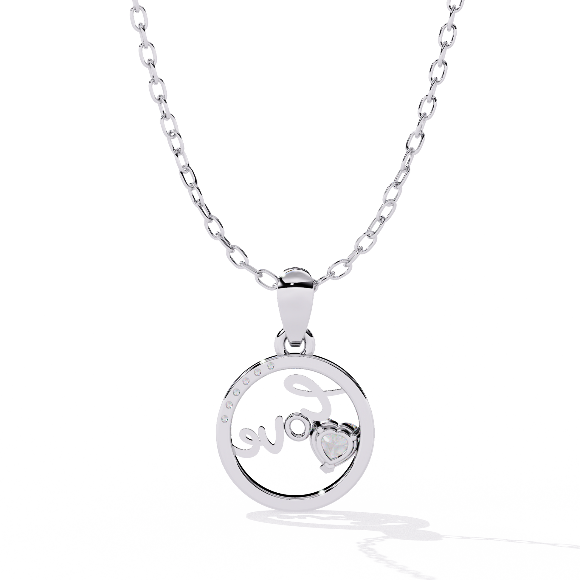 Round Diamond Pendant – Heart Radiant + Round Cut Diamonds in Gold