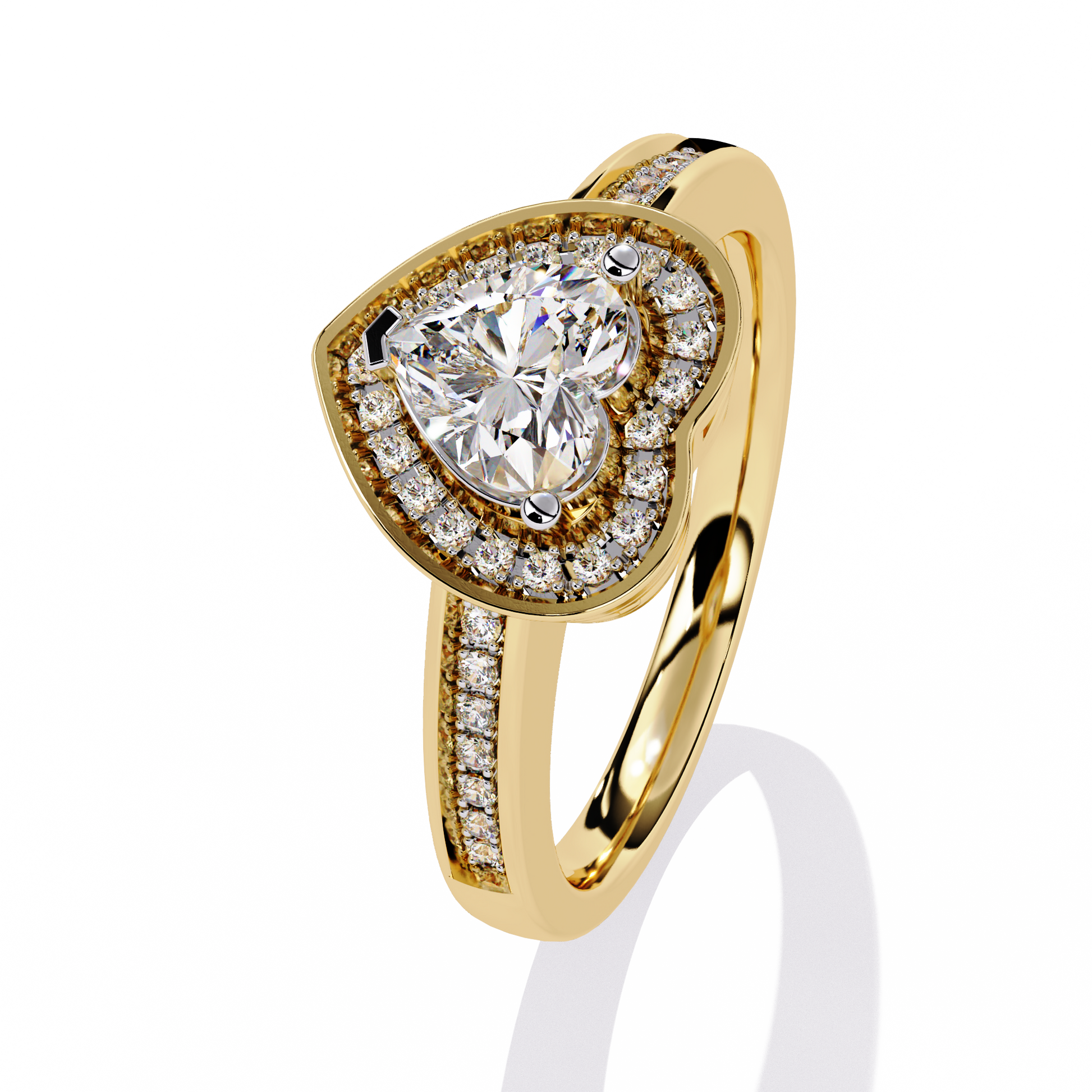 0.59+0.11 Ct heart and round diamond ring for women – lab-grown brilliance