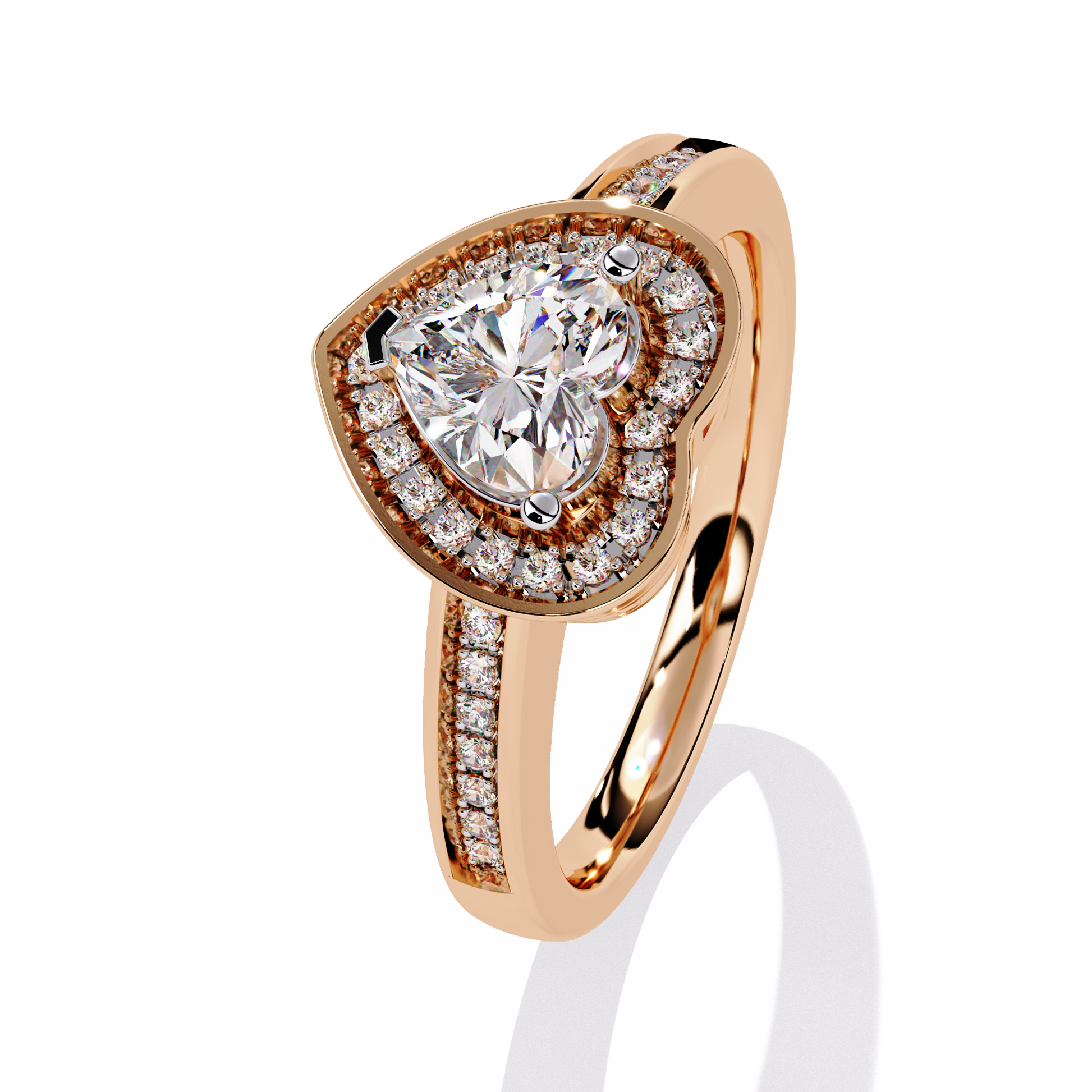 0.59+0.11 Ct heart and round diamond ring for women – lab-grown brilliance