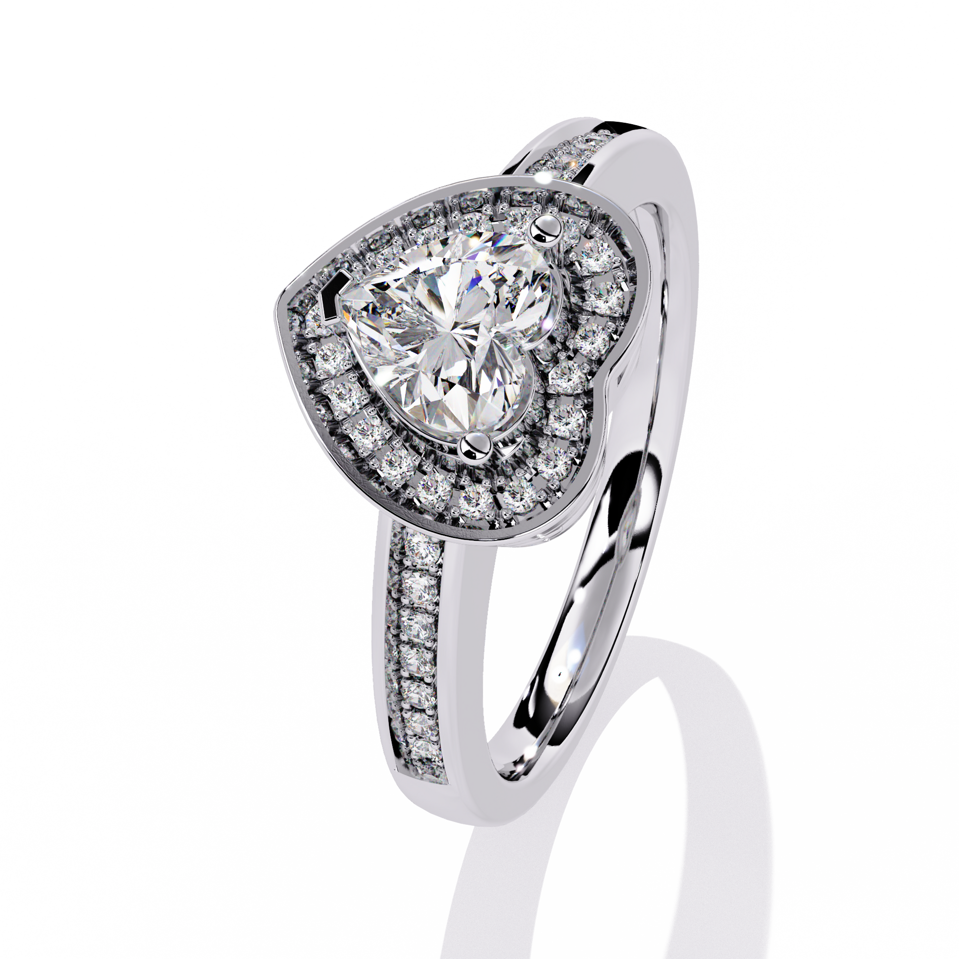 0.59+0.11 Ct heart and round diamond ring for women – lab-grown brilliance