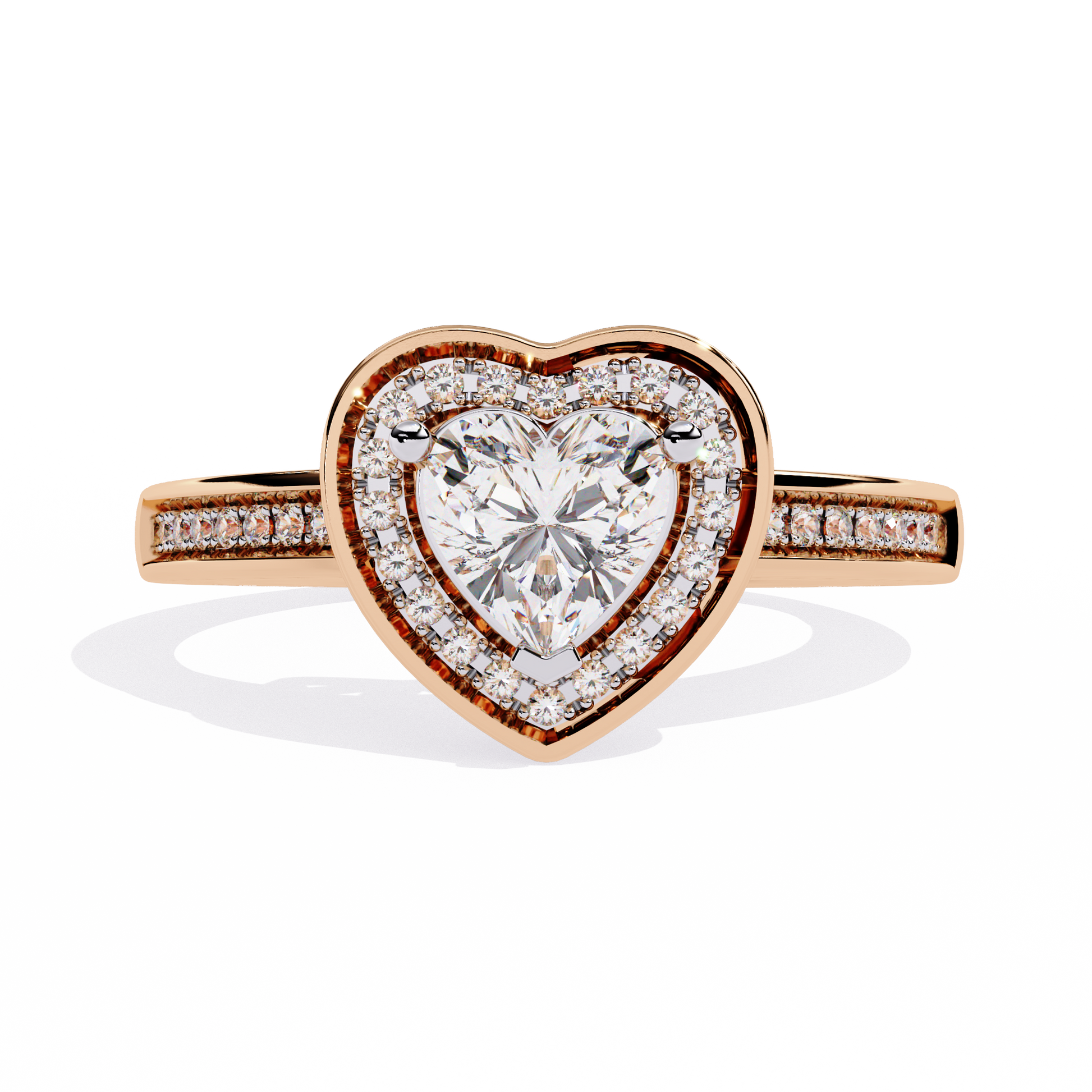 0.59+0.11 Ct heart and round diamond ring for women – lab-grown brilliance