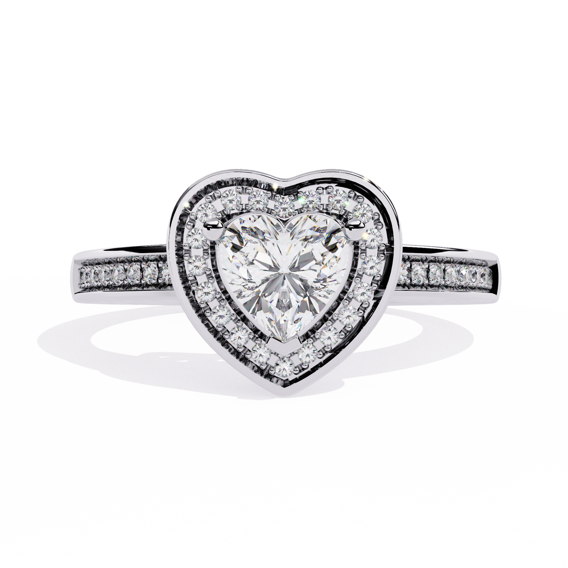 0.59+0.11 Ct heart and round diamond ring for women – lab-grown brilliance