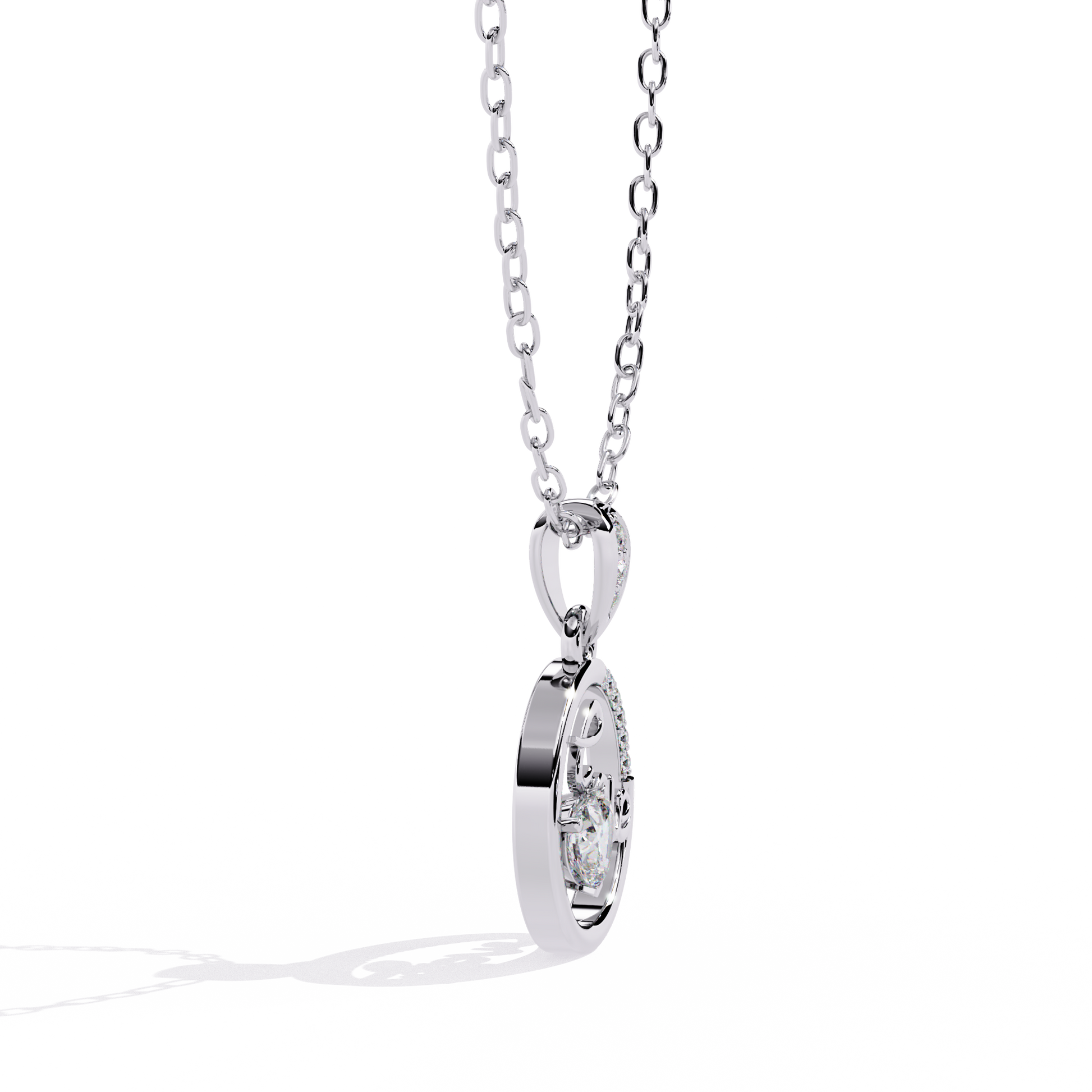 Round Diamond Pendant – Heart Radiant + Round Cut Diamonds in Gold