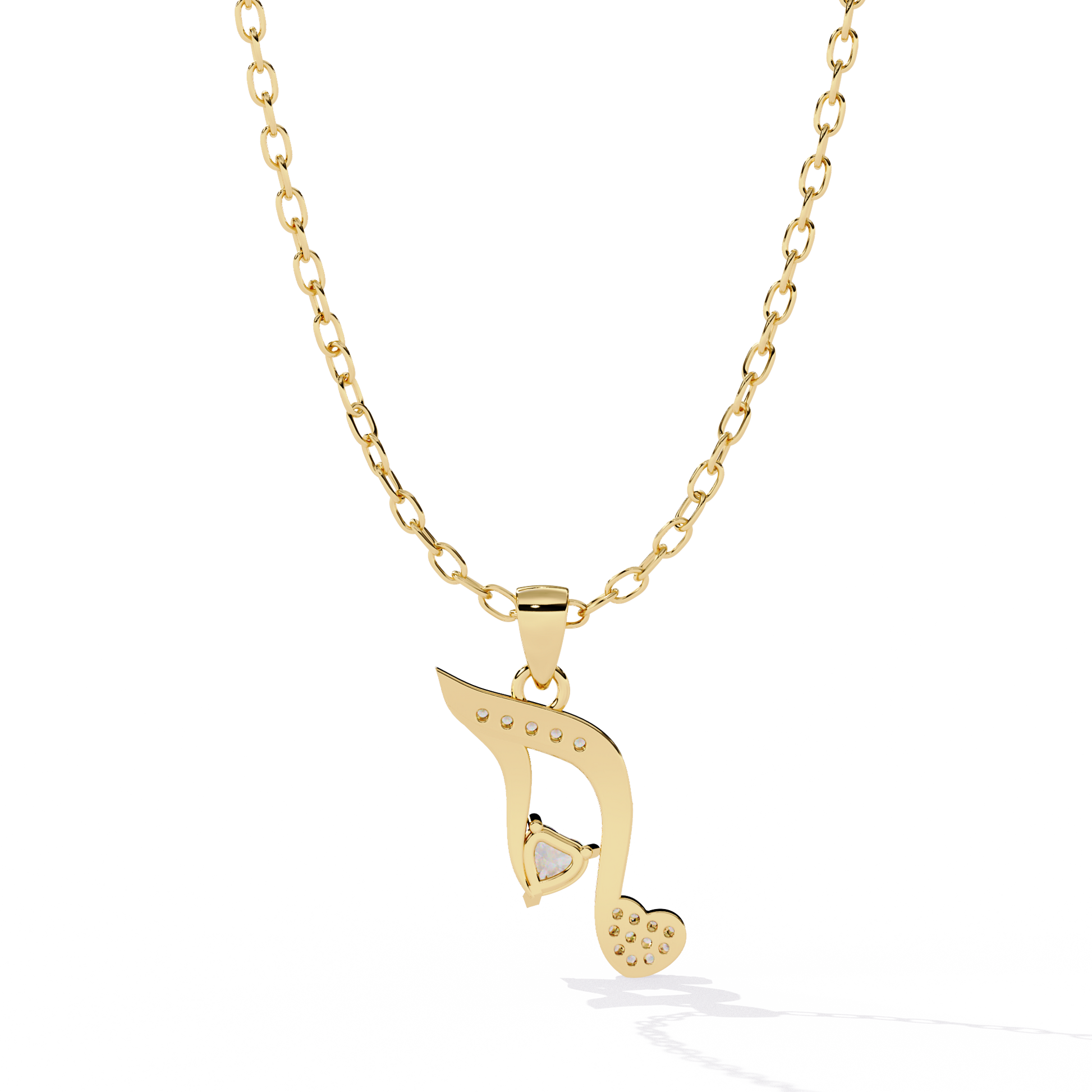 Round Diamond Pendant – Heart Radiant + Round Cut Diamonds in Gold