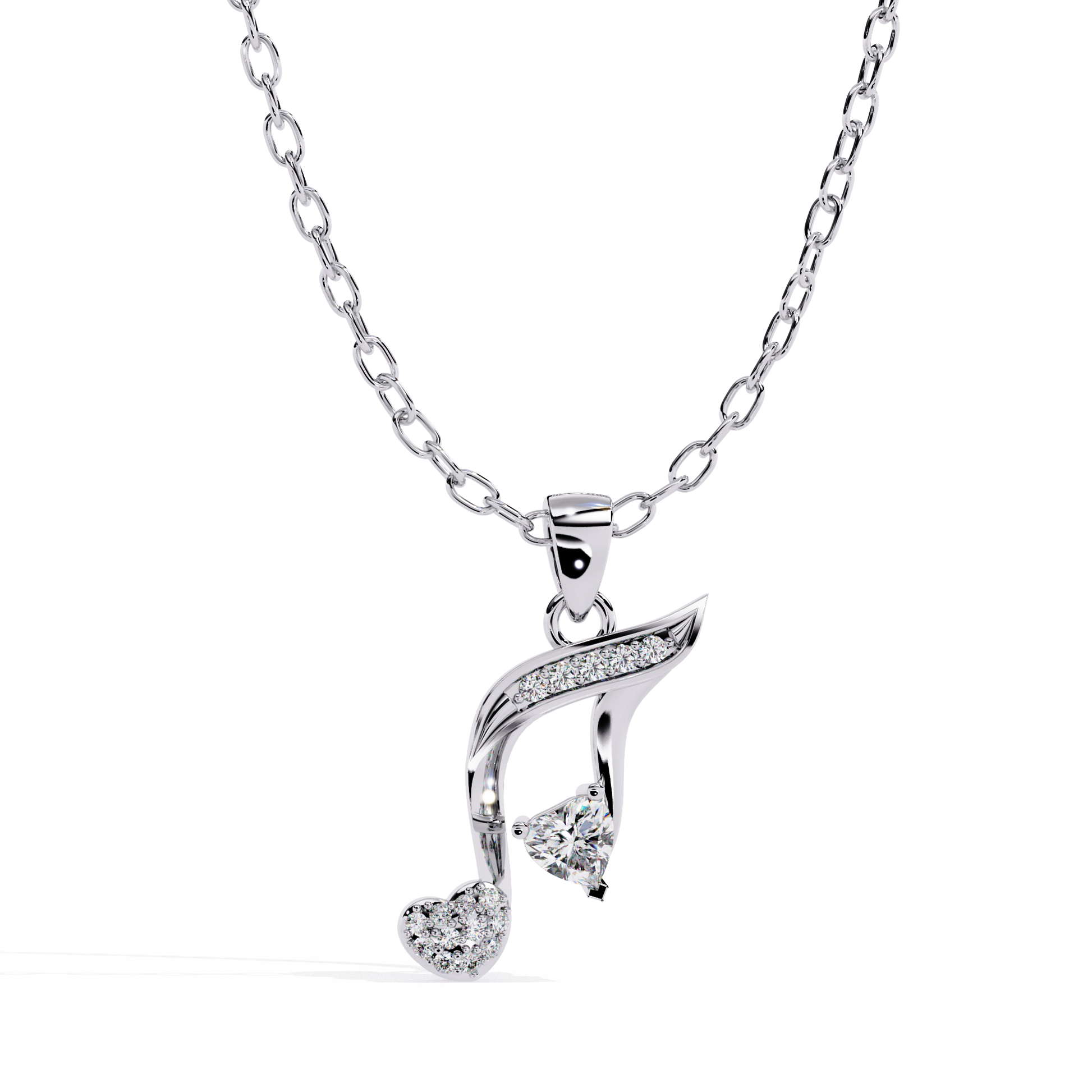 Round Diamond Pendant – Heart Radiant + Round Cut Diamonds in Gold