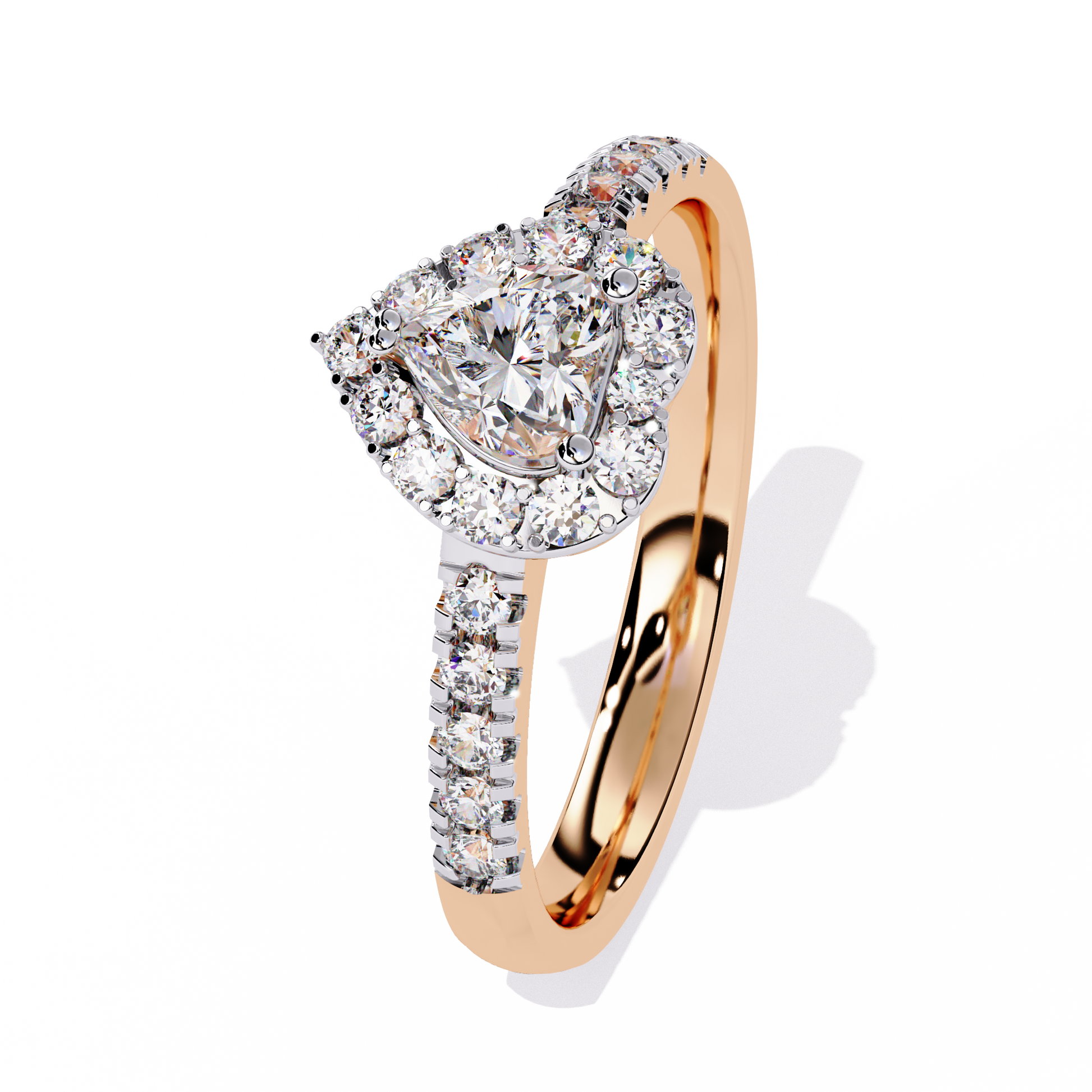 0.34+0.27 Ct heart and round diamond ring for women – lab-grown and elegant