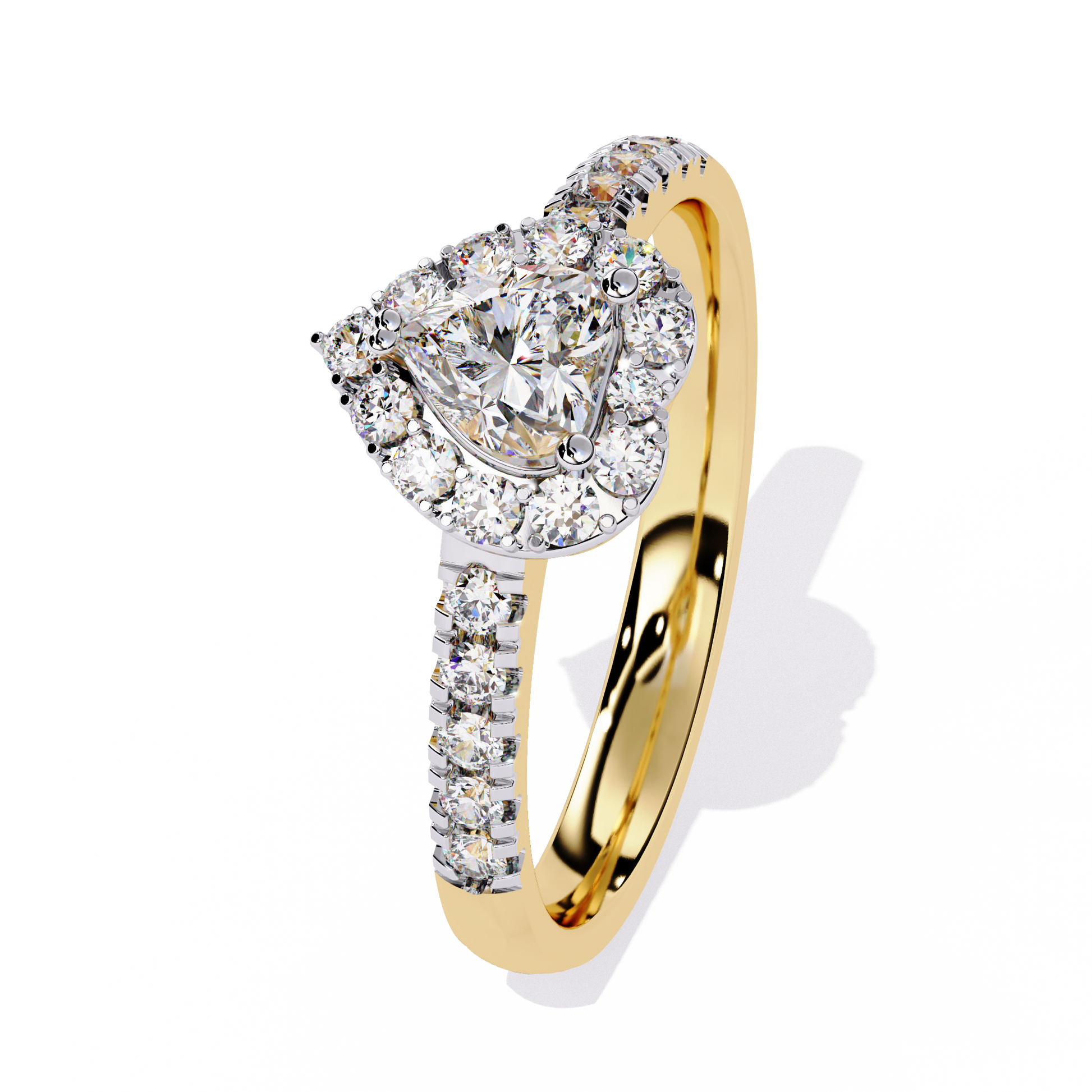 0.34+0.27 Ct heart and round diamond ring for women – lab-grown and elegant