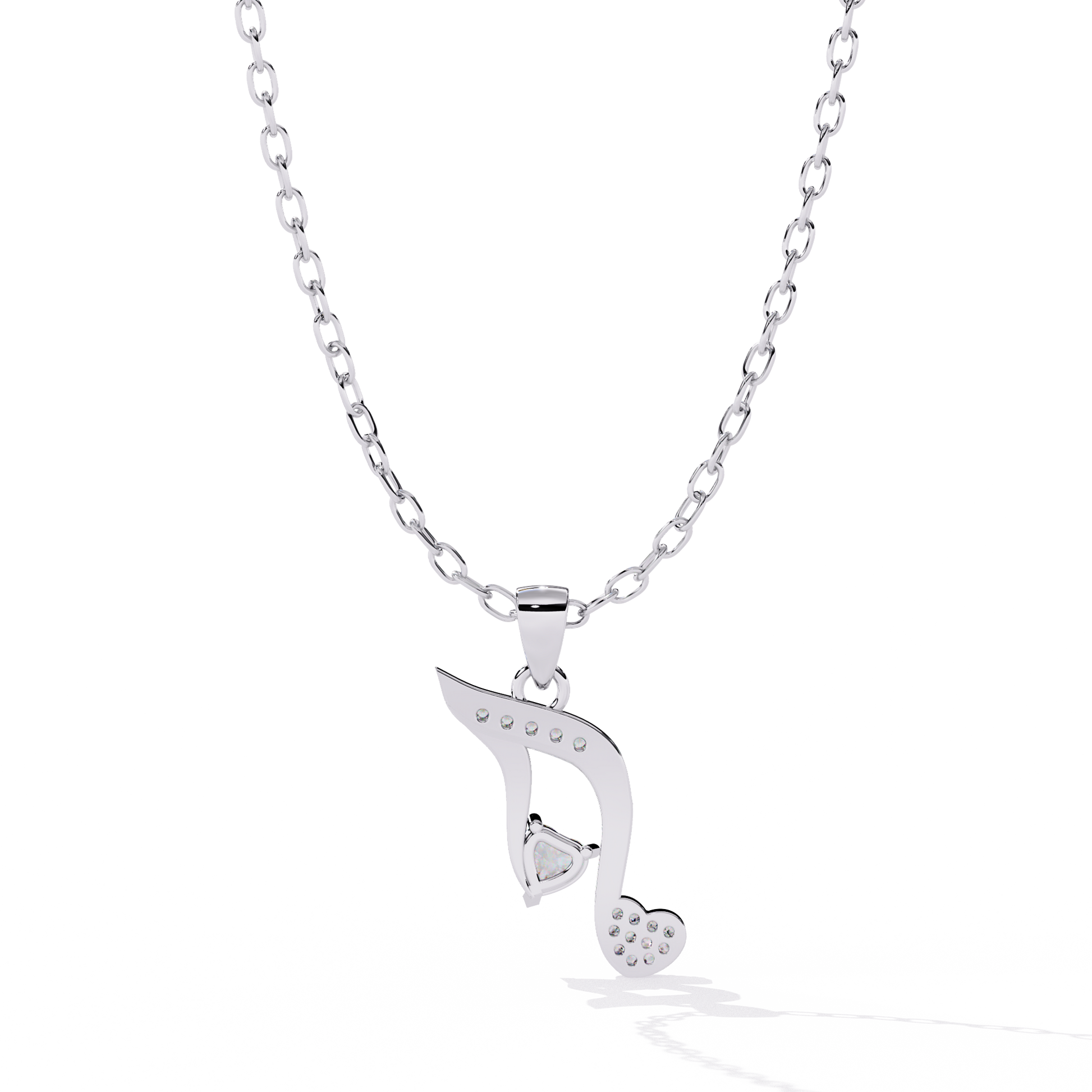 Round Diamond Pendant – Heart Radiant + Round Cut Diamonds in Gold