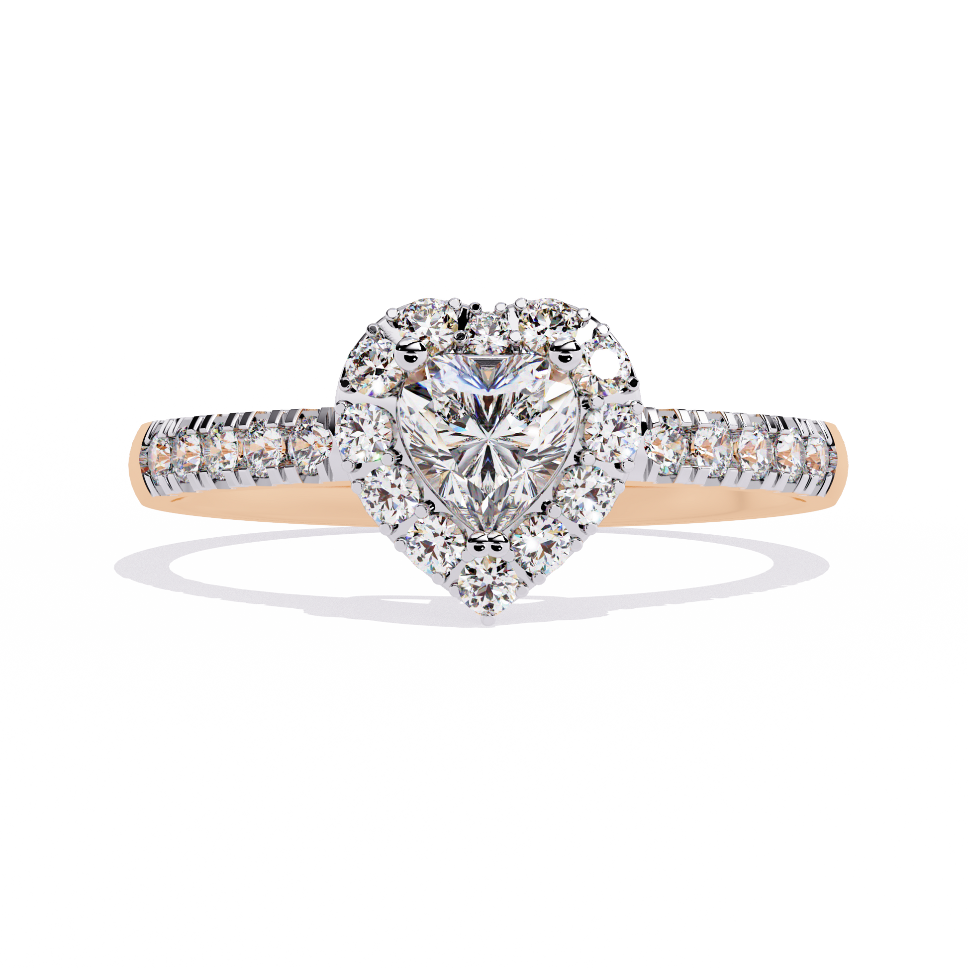 0.34+0.27 Ct heart and round diamond ring for women – lab-grown and elegant