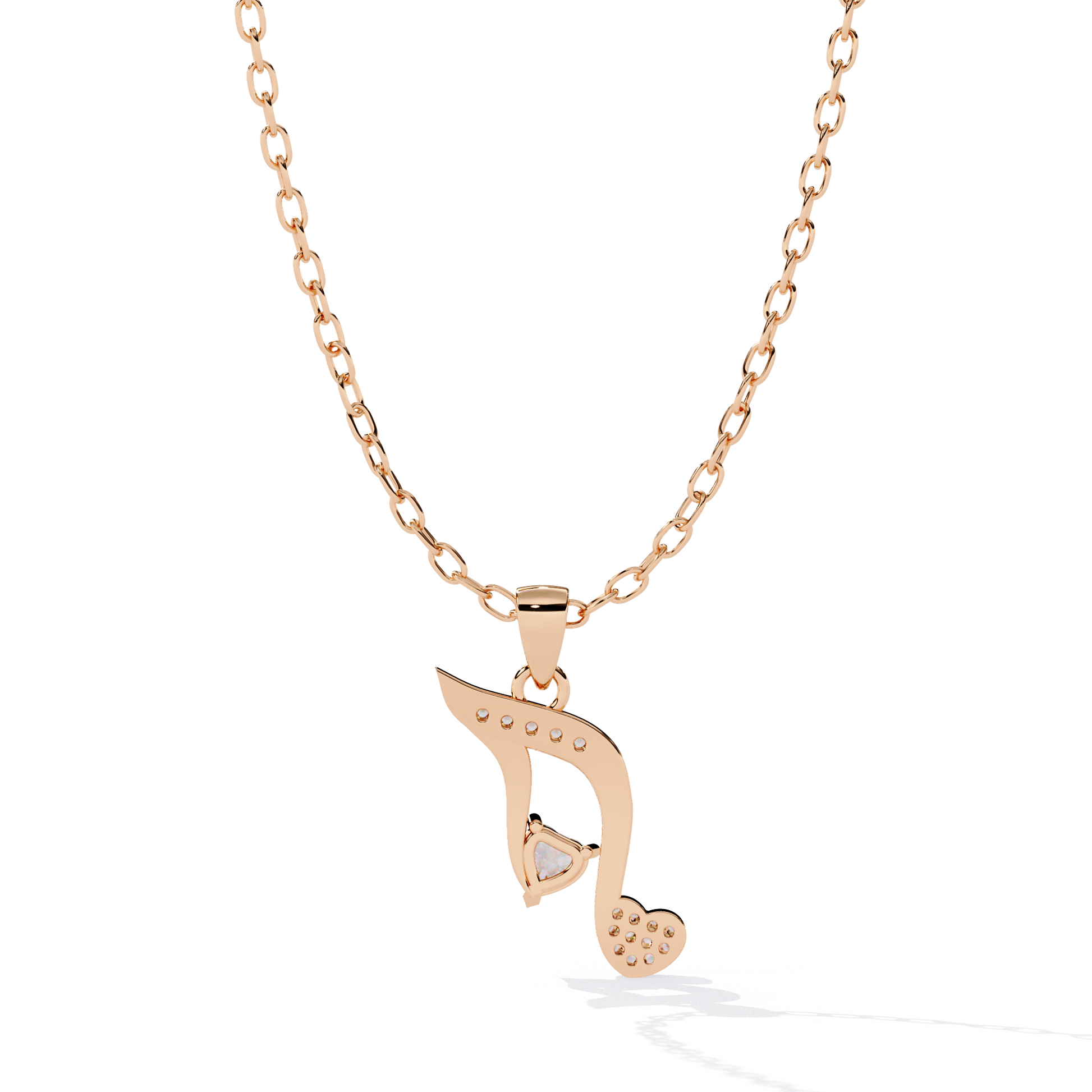 Round Diamond Pendant – Heart Radiant + Round Cut Diamonds in Gold