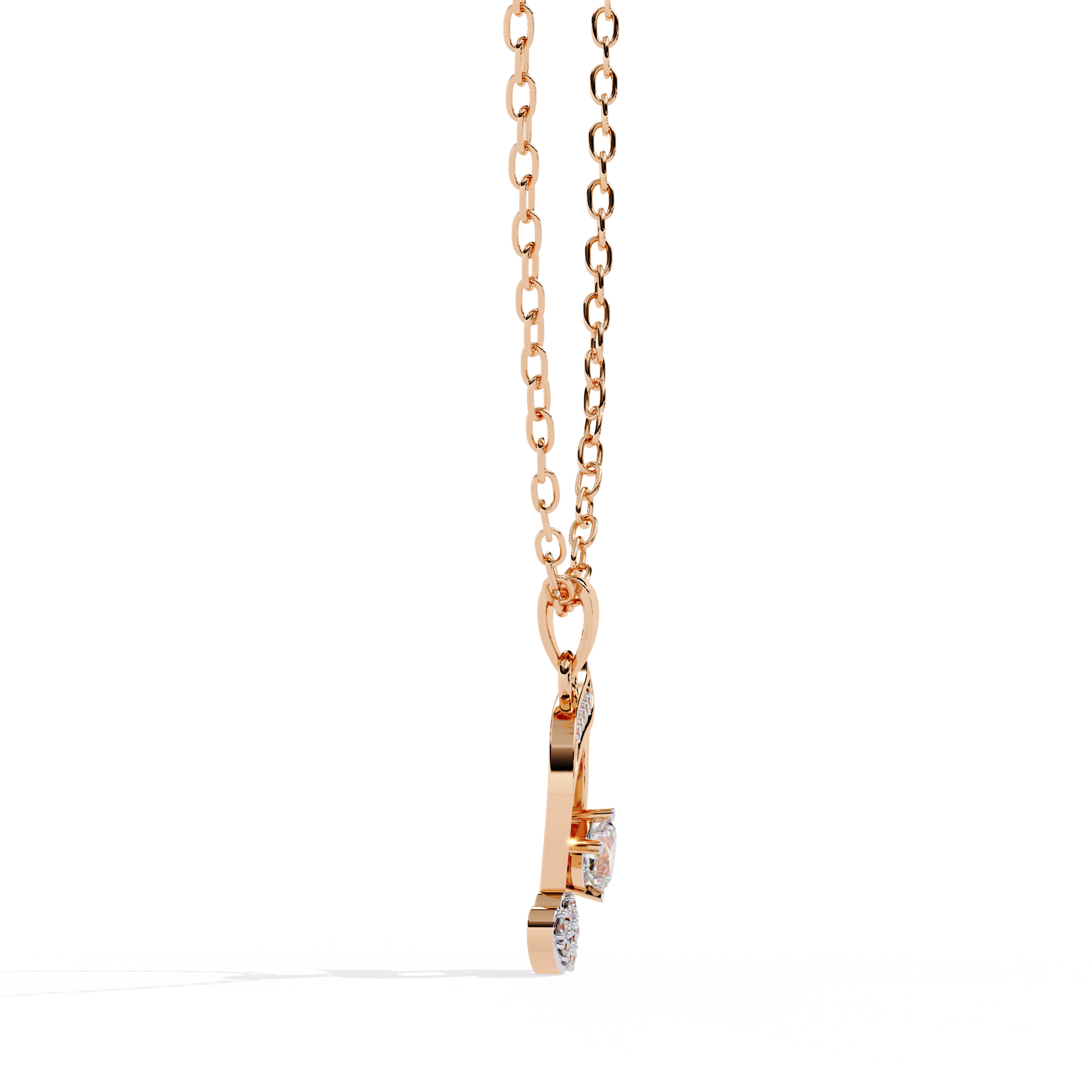 Round Diamond Pendant – Heart Radiant + Round Cut Diamonds in Gold