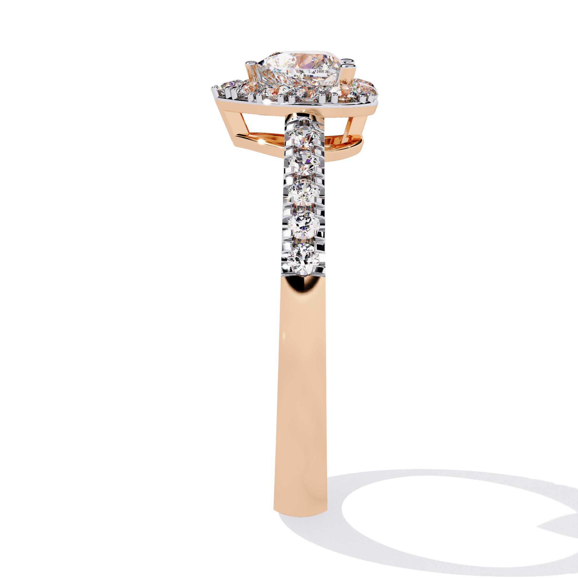 0.34+0.27 Ct heart and round diamond ring for women – lab-grown and elegant